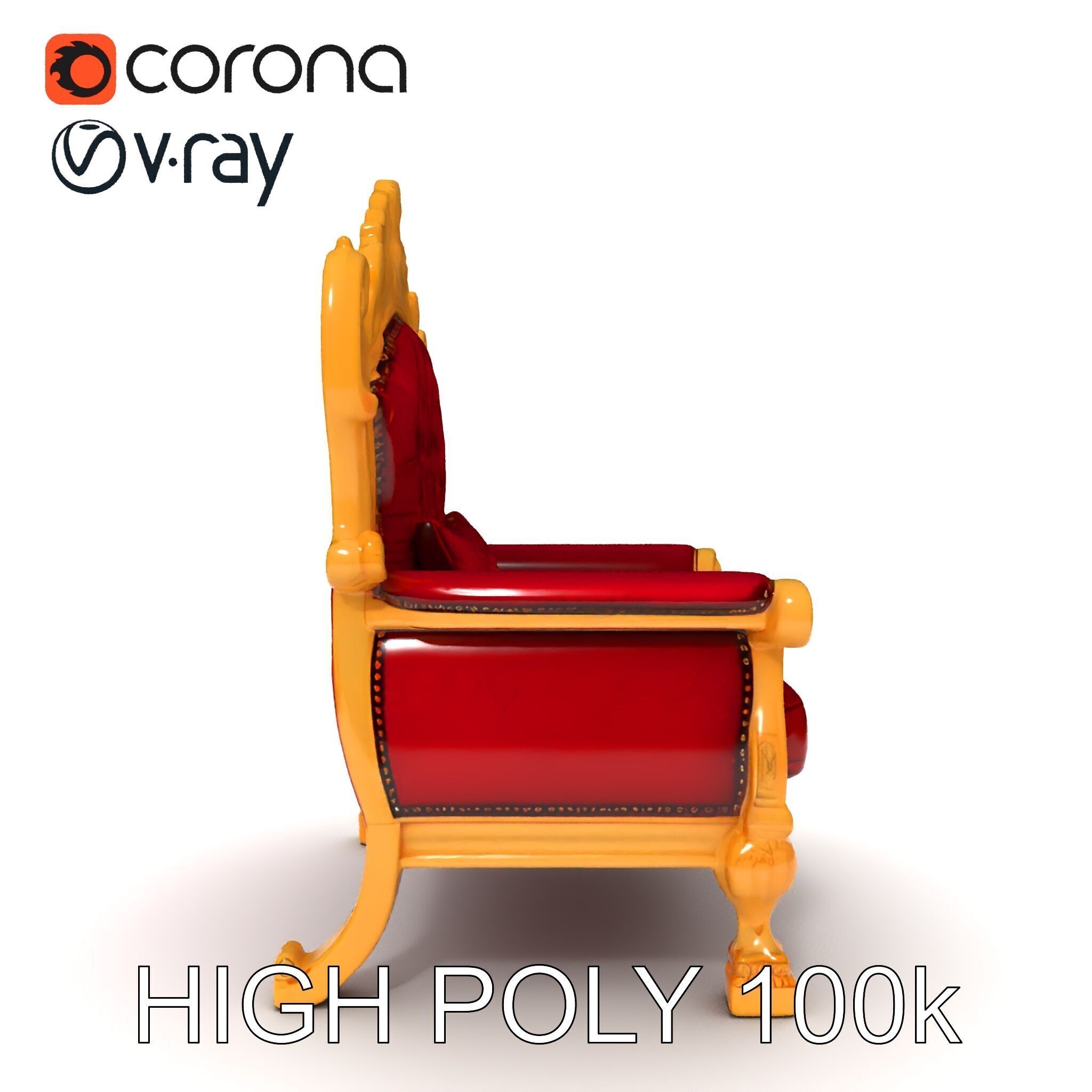 Royal Throne Chair Model Pack  Detailed and Ornate Design Low-poly 3D model_35