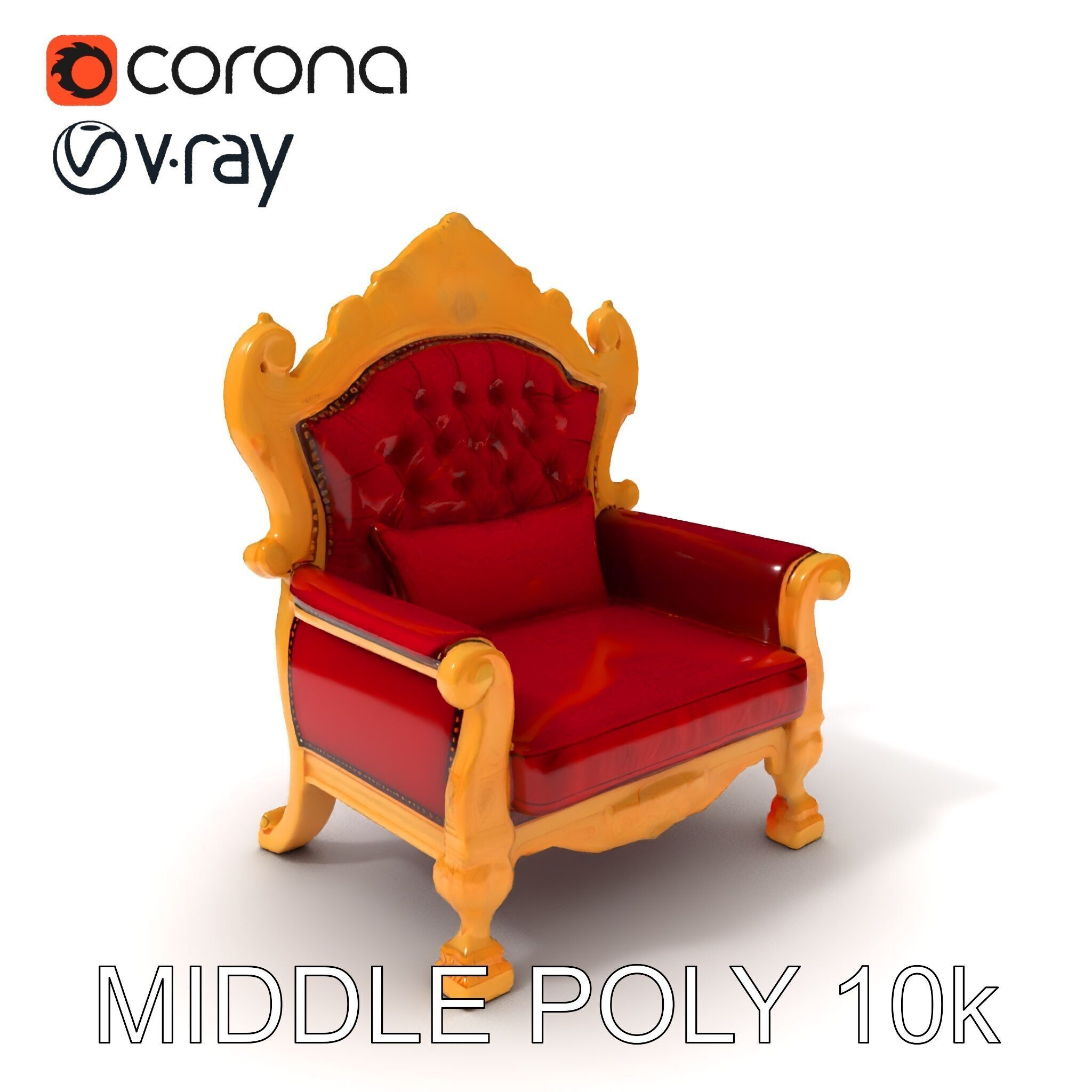 Royal Throne Chair Model Pack  Detailed and Ornate Design Low-poly 3D model_14