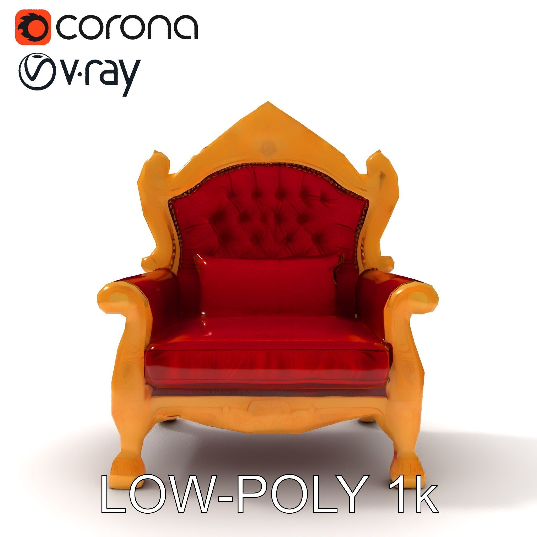 Royal Throne Chair Model Pack  Detailed and Ornate Design Low-poly 3D model_7