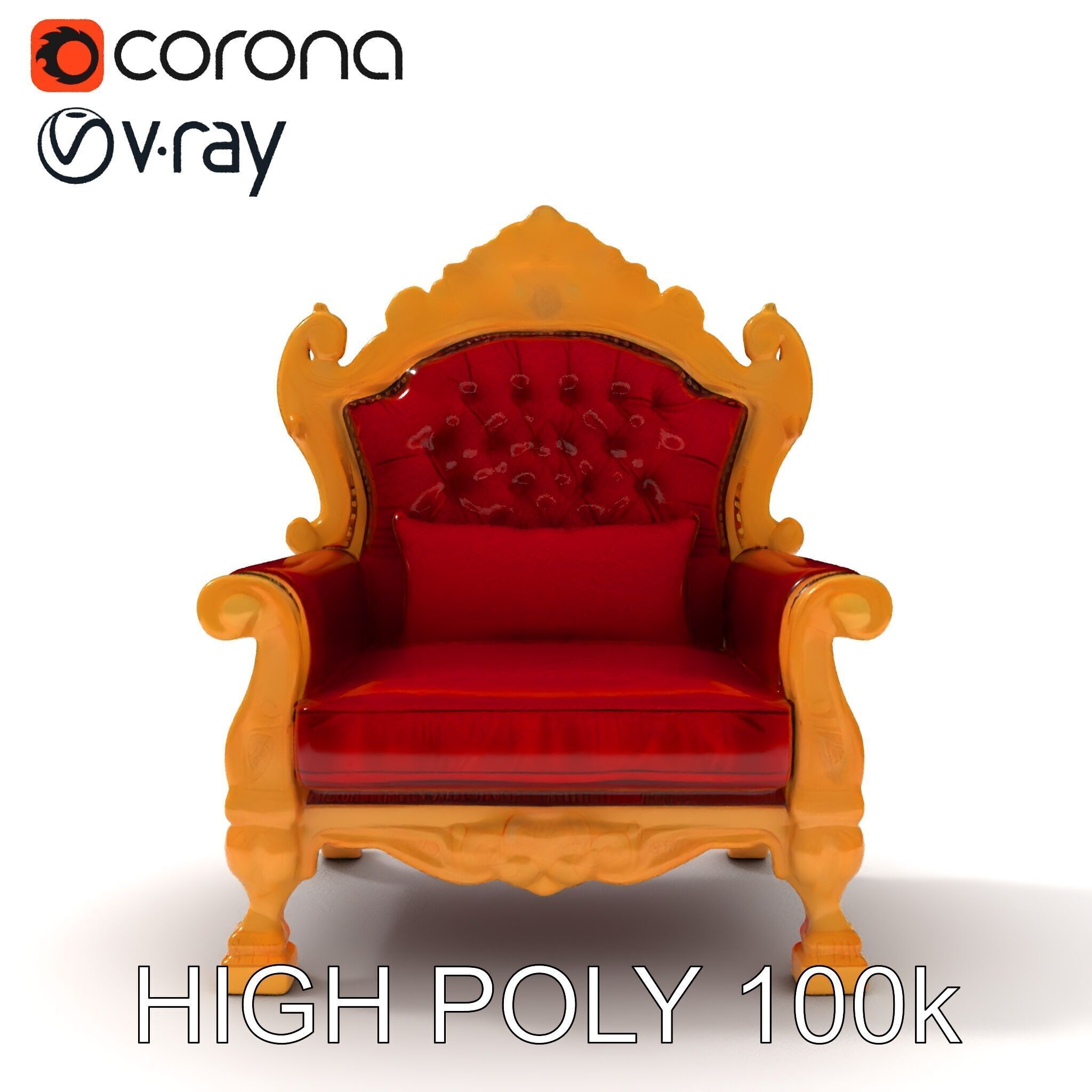 Royal Throne Chair Model Pack  Detailed and Ornate Design Low-poly 3D model_8