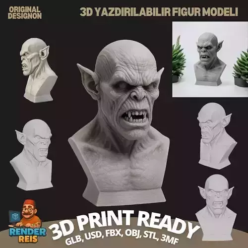 Warrior from Fantasy Realms Detailed Orc Bust