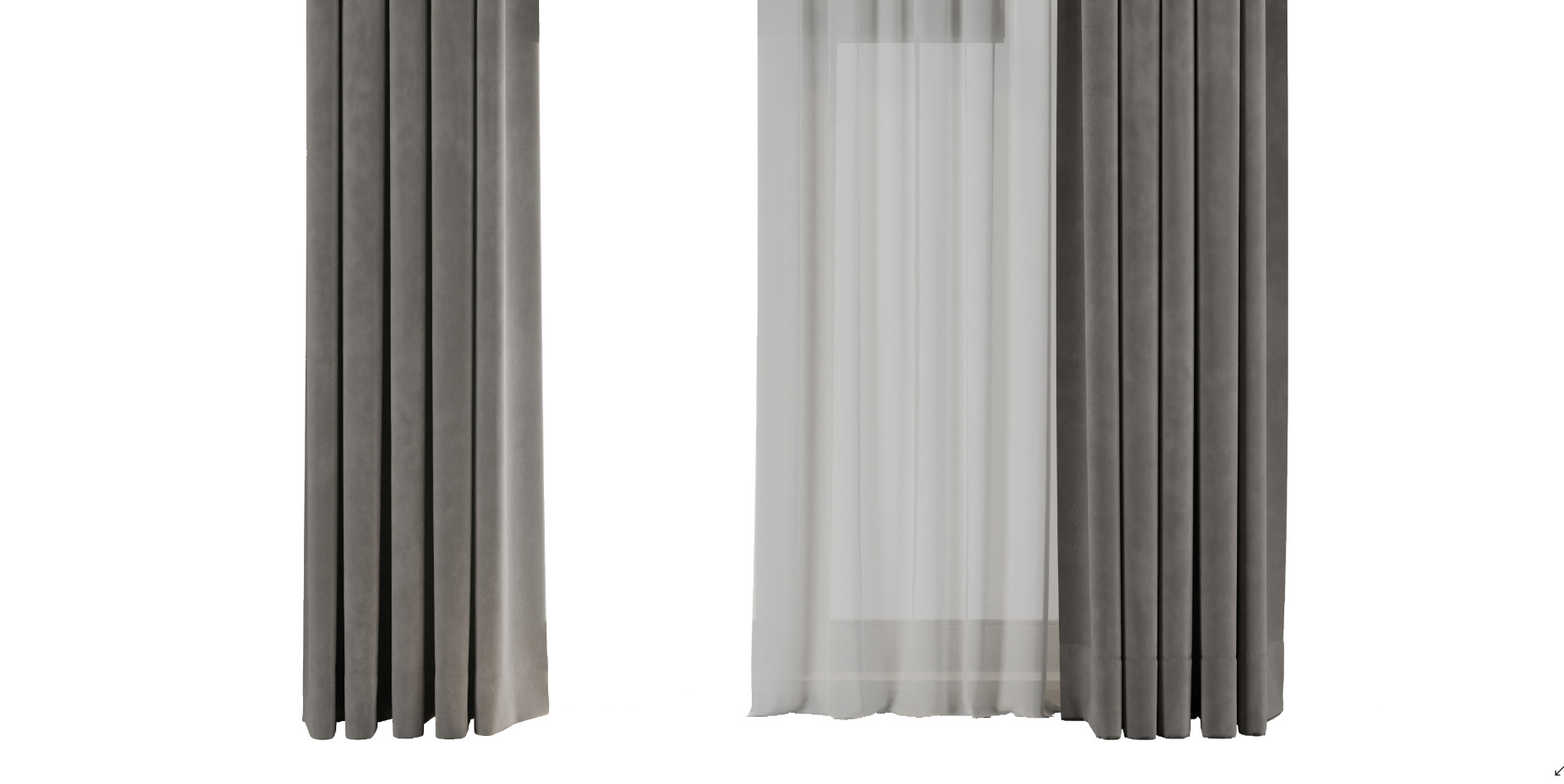 Curtains with Roman blinds 18 HbH Low-poly 3D model_6