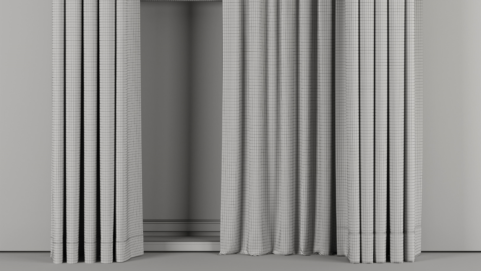 Curtains with Roman blinds 18 HbH Low-poly 3D model_9