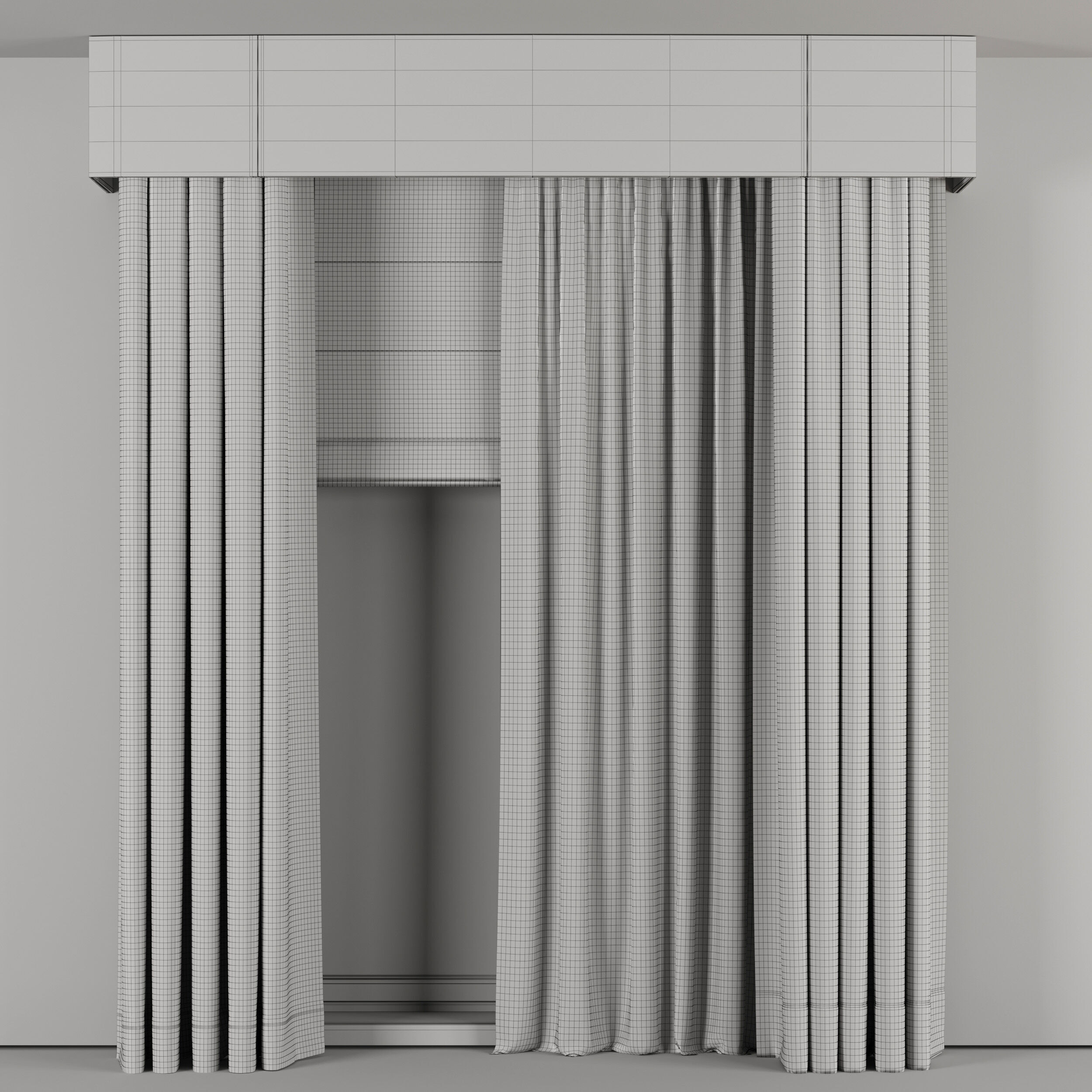 Curtains with Roman blinds 18 HbH Low-poly 3D model_4
