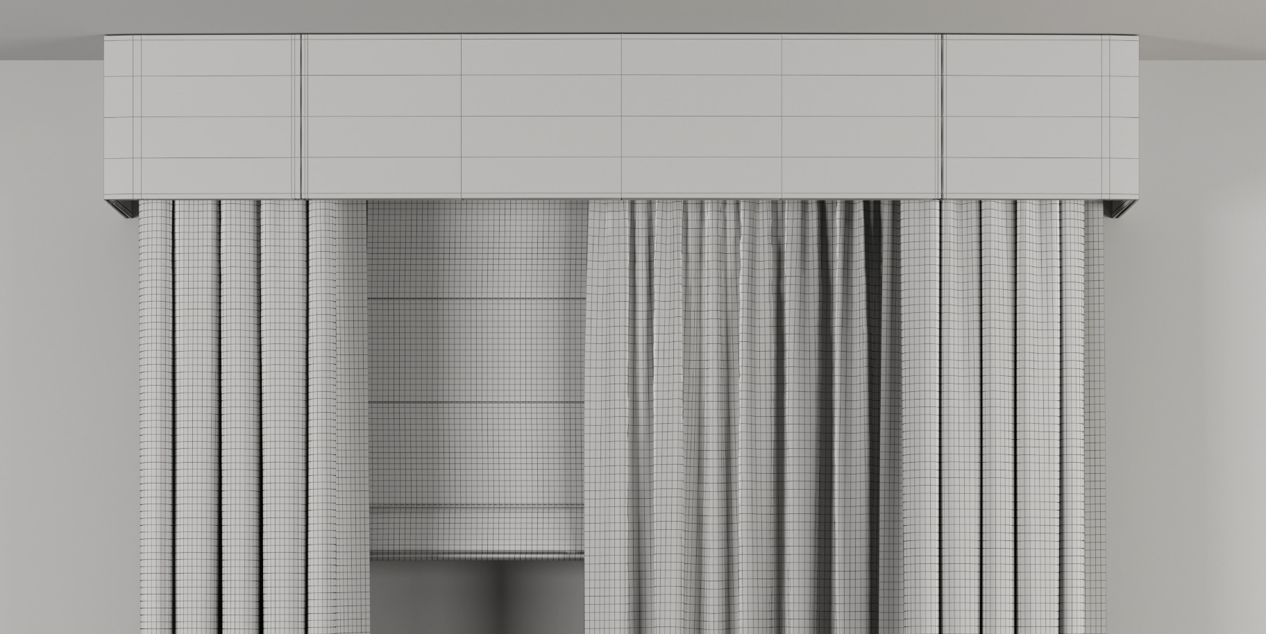 Curtains with Roman blinds 18 HbH Low-poly 3D model_8