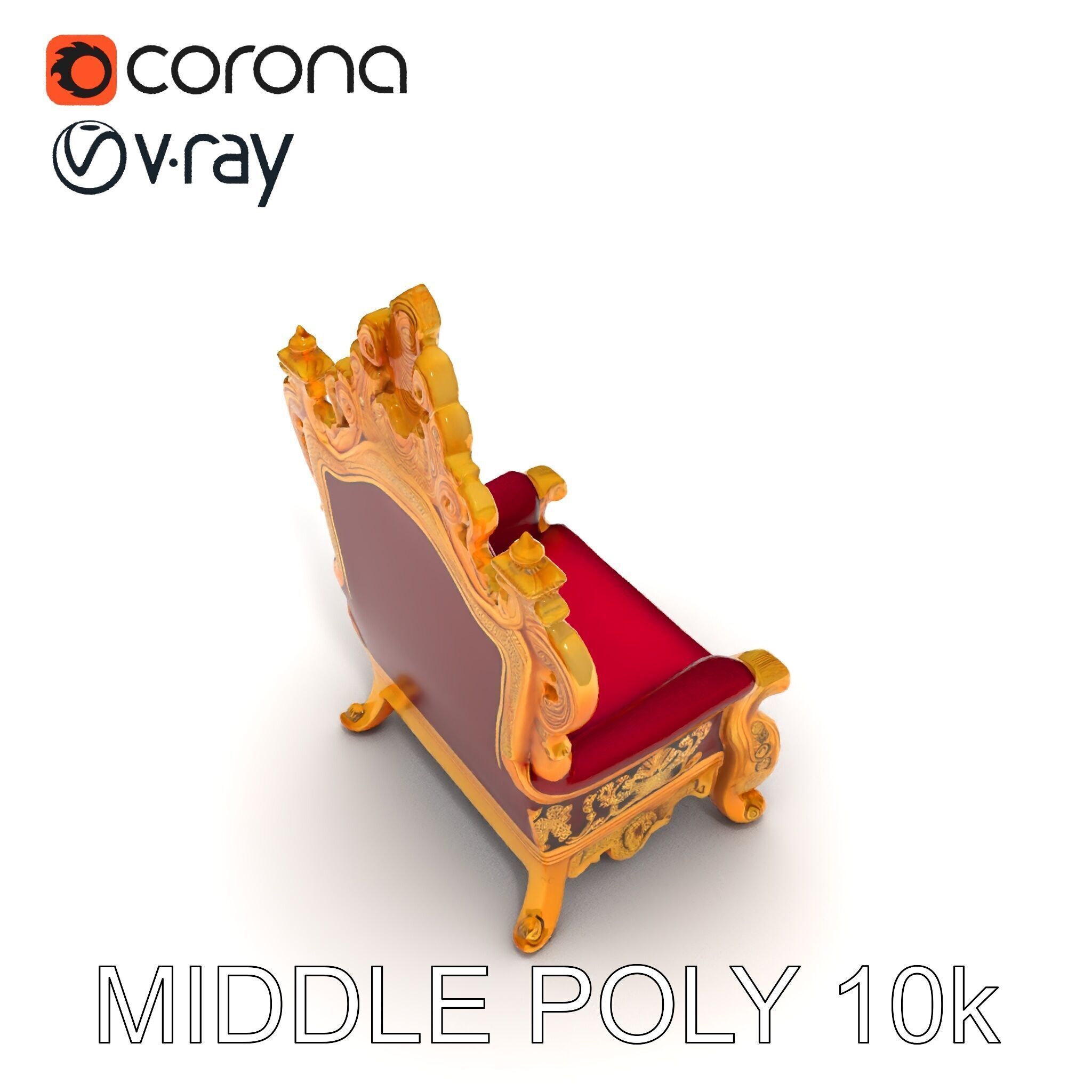 Royal Throne Chair Model Pack with Ornate Detailing Low-poly 3D model_29