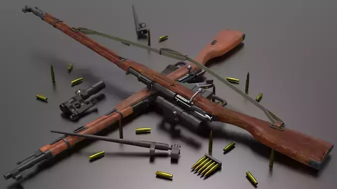 m1891 Sniper Rifles Fps - Tps Low-poly 3D model