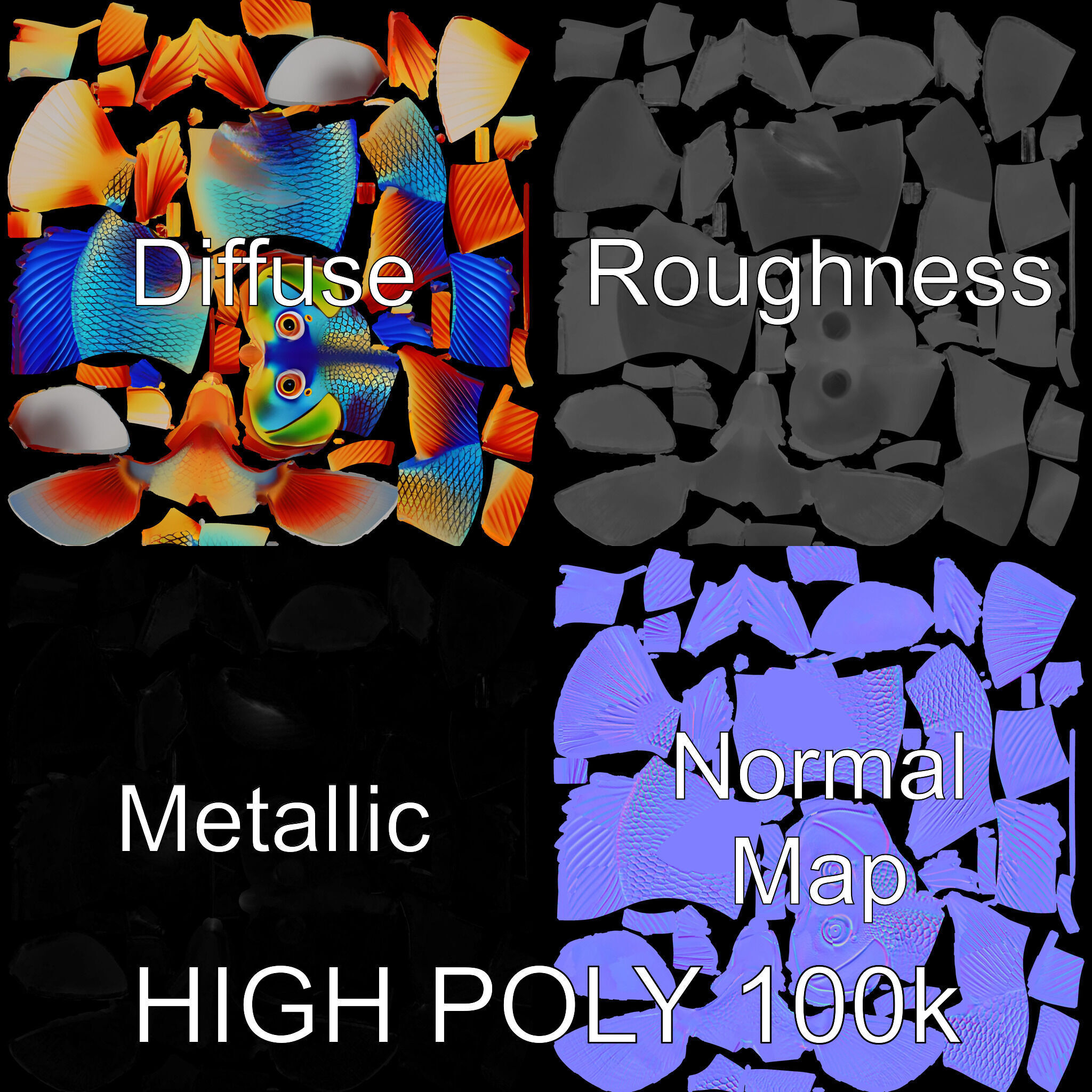 Colorful Tropical Fish Model Pack with PBR Textures Low-poly 3D model_2