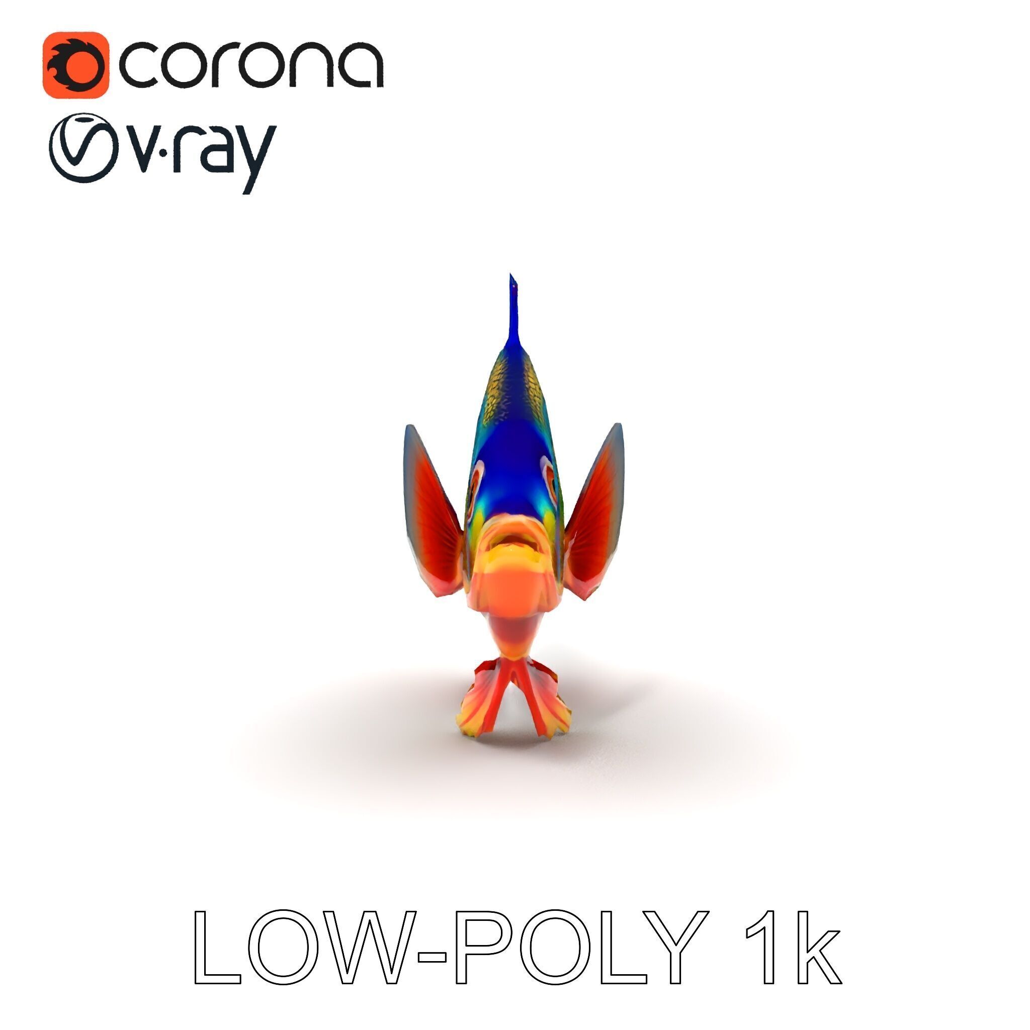 Colorful Tropical Fish Model Pack with PBR Textures Low-poly 3D model_15