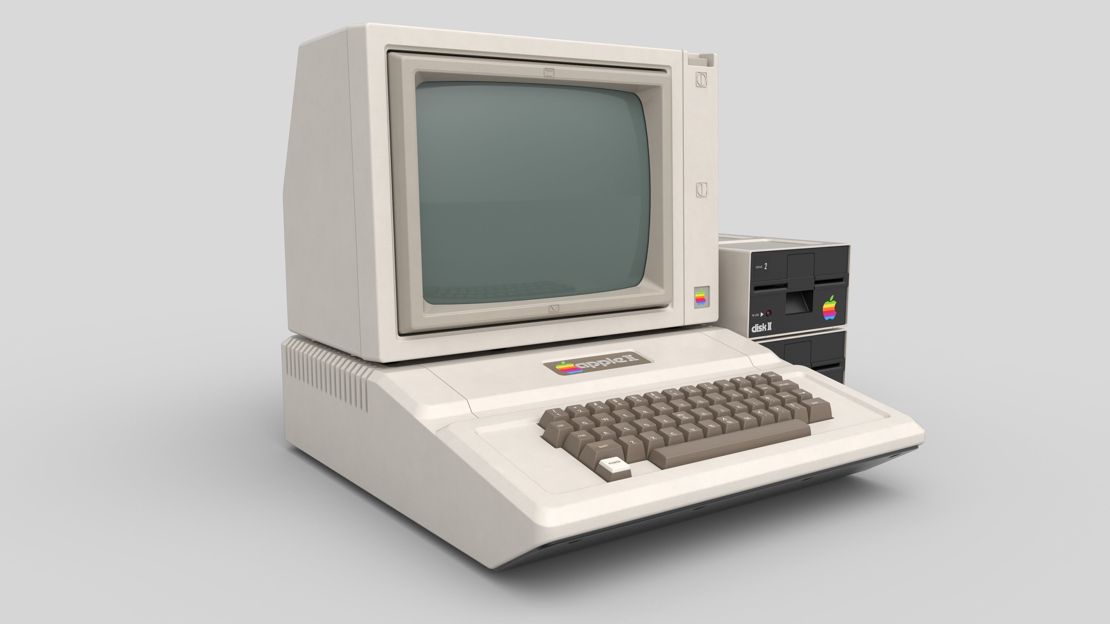 Apple II Low-poly 3D model_1