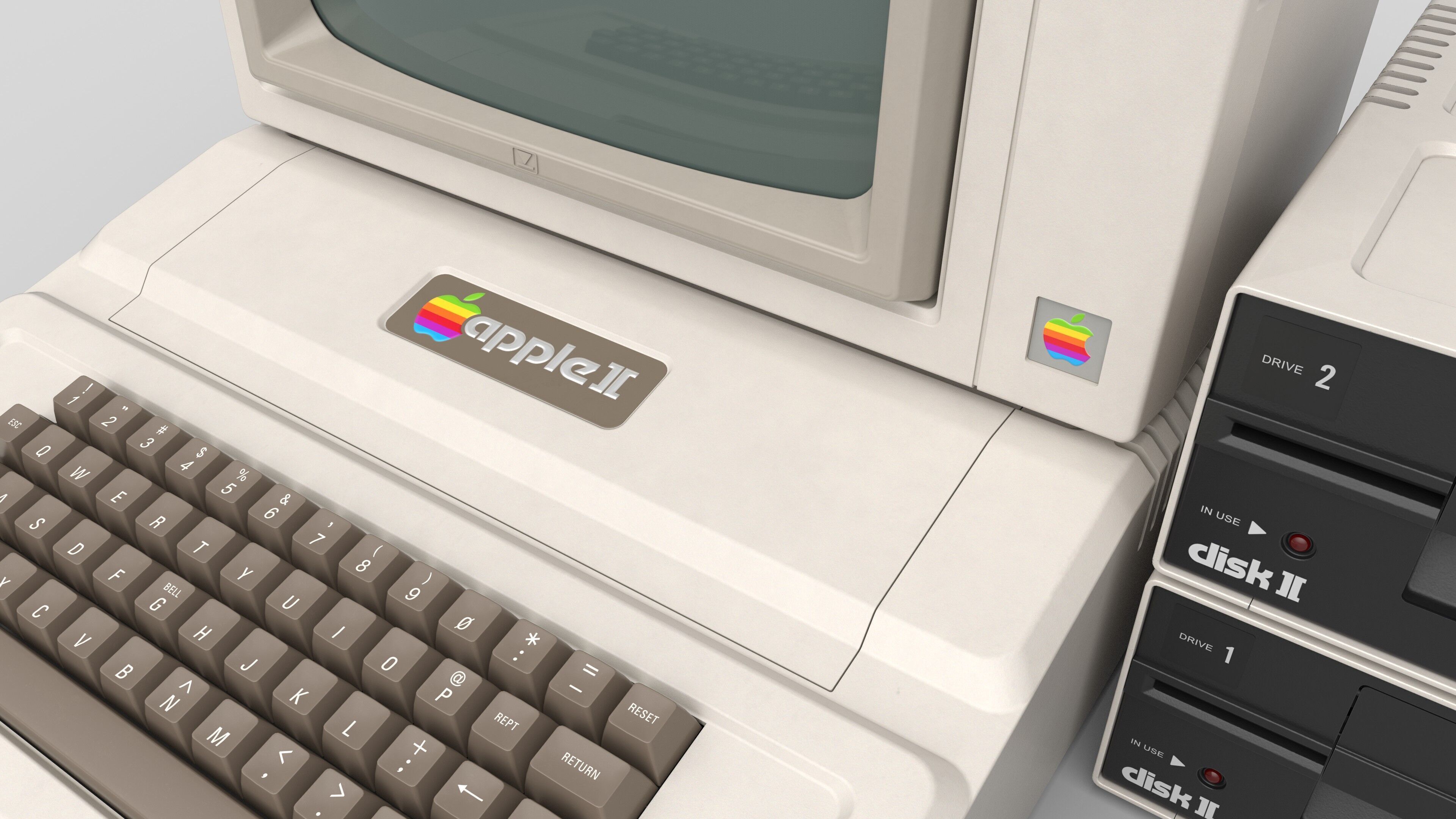 Apple II Low-poly 3D model_3