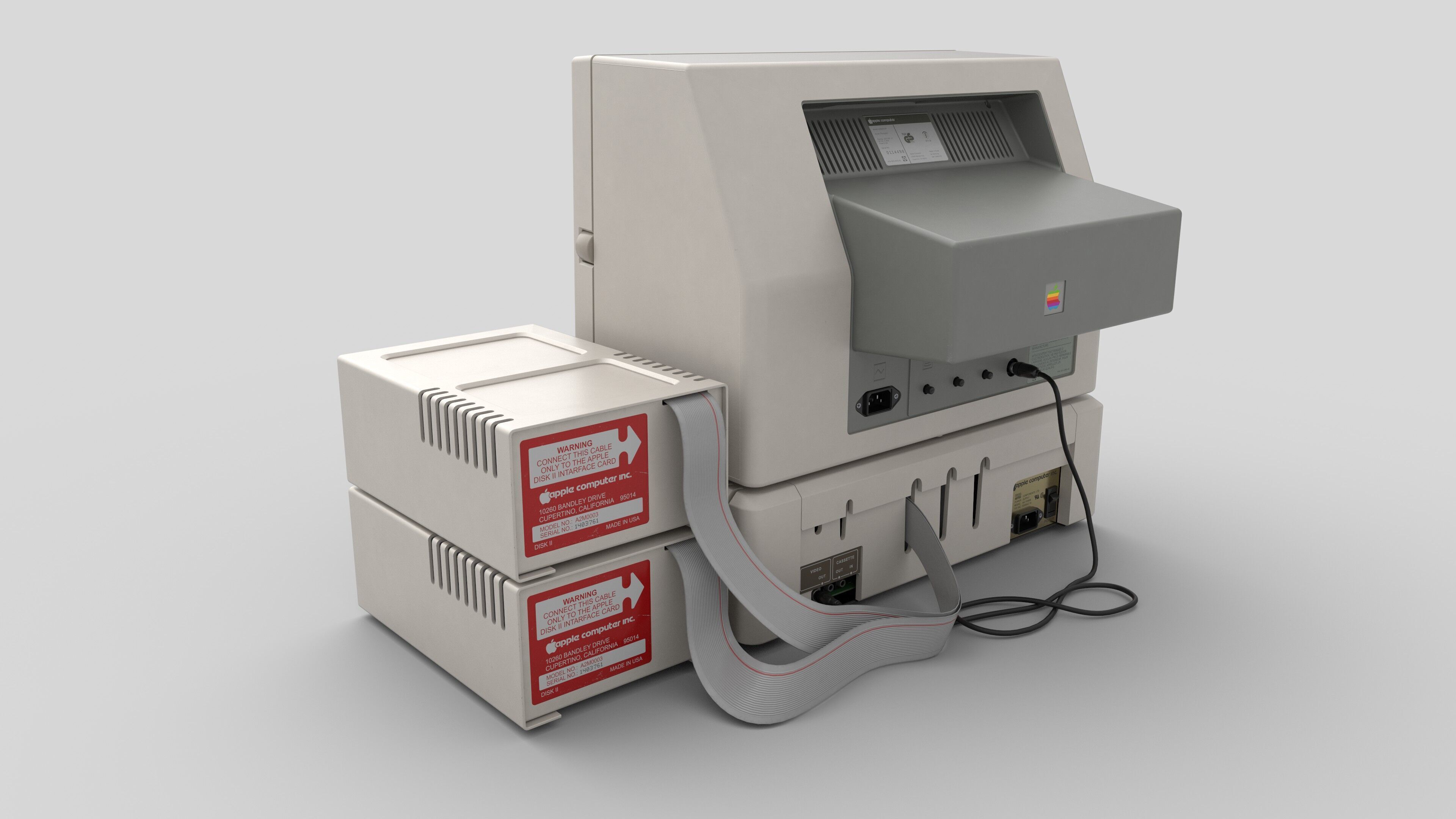Apple II Low-poly 3D model_7