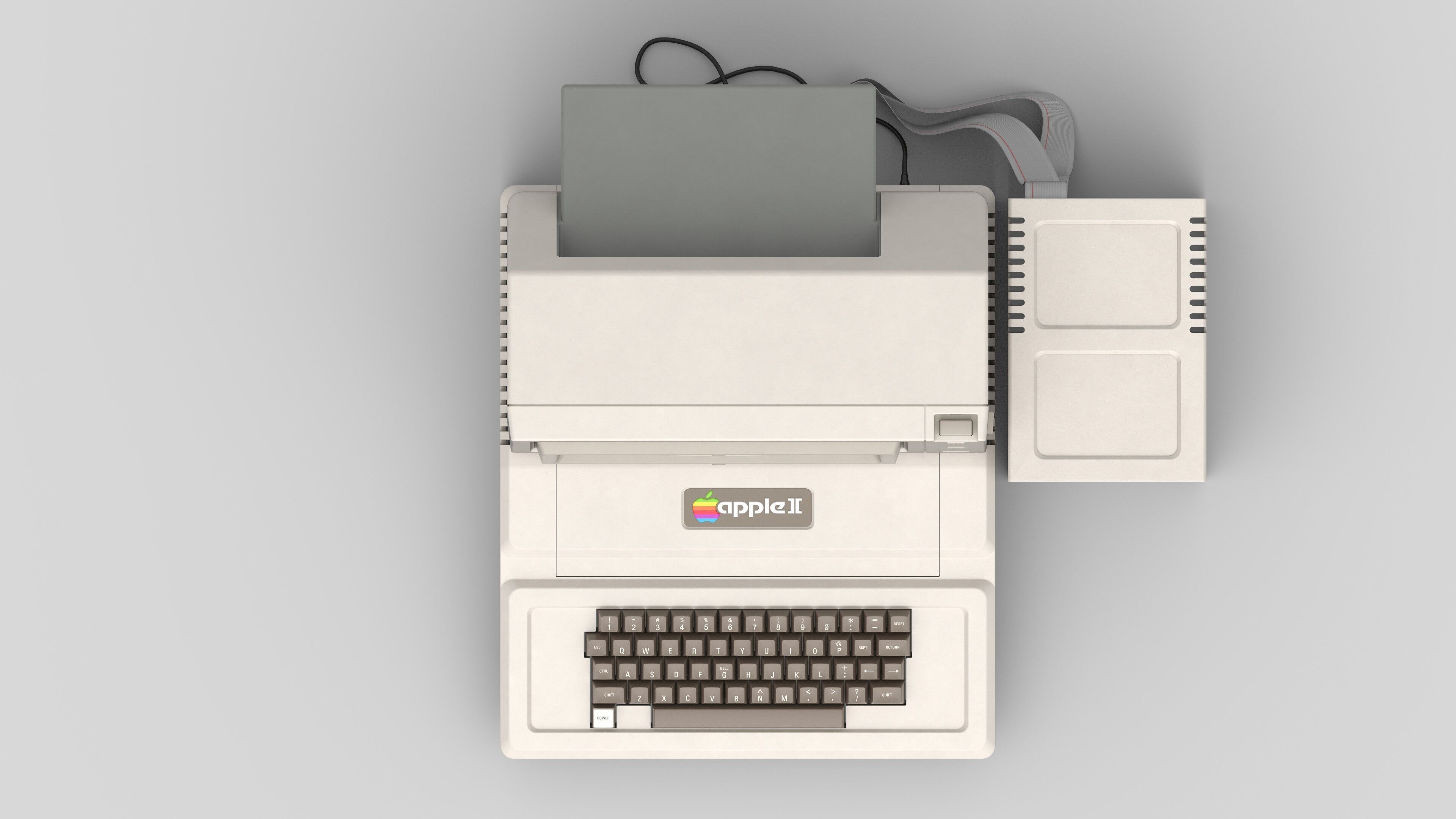 Apple II Low-poly 3D model_13