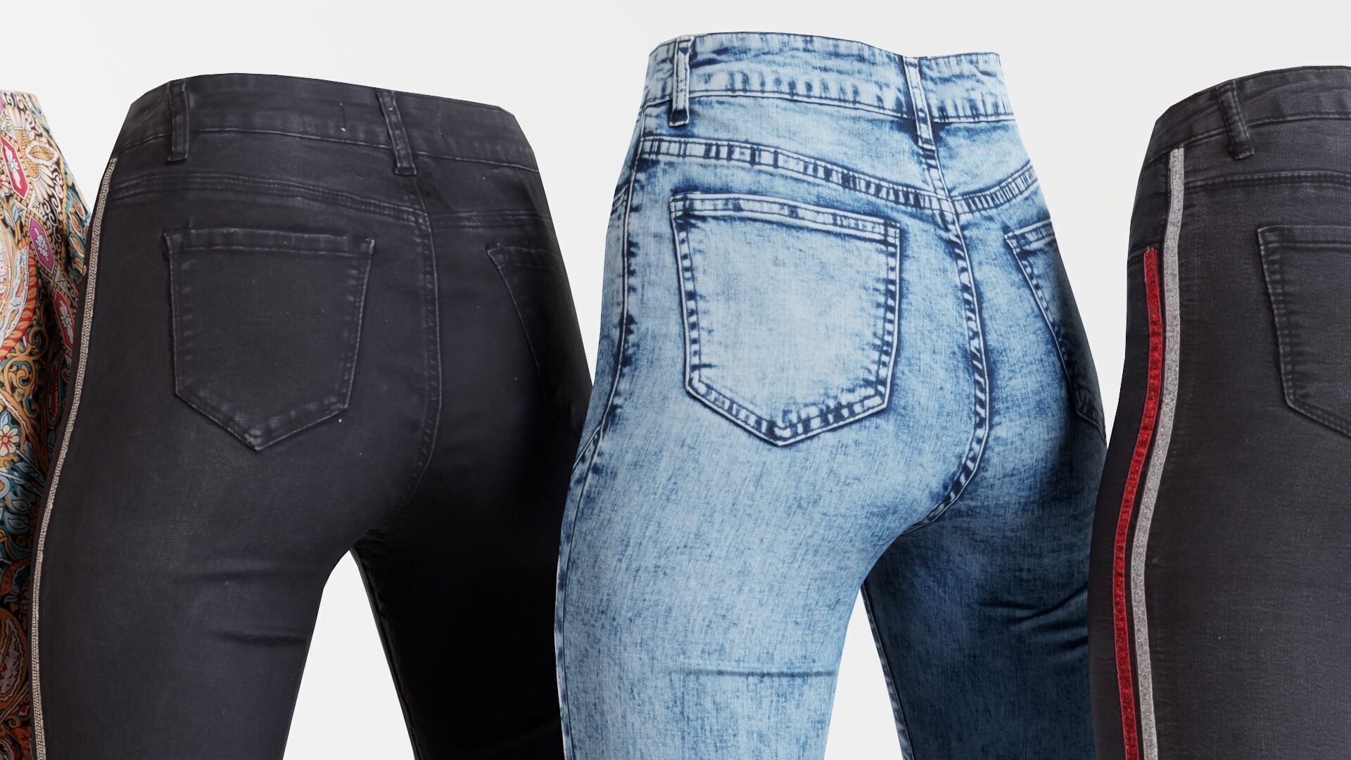 7 Realistic Pants Pack 9 Low-poly 3D model_4