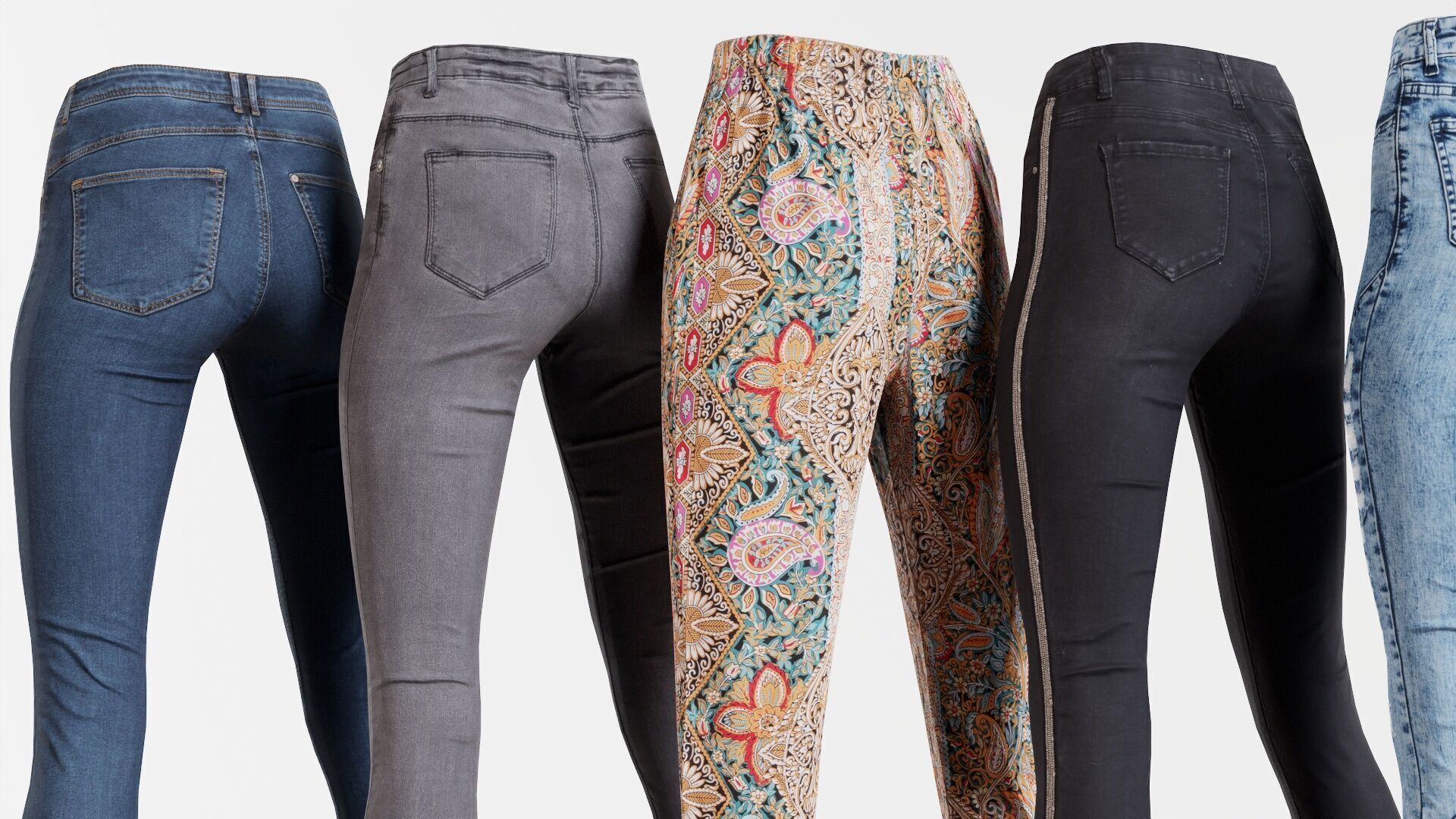 7 Realistic Pants Pack 9 Low-poly 3D model_3