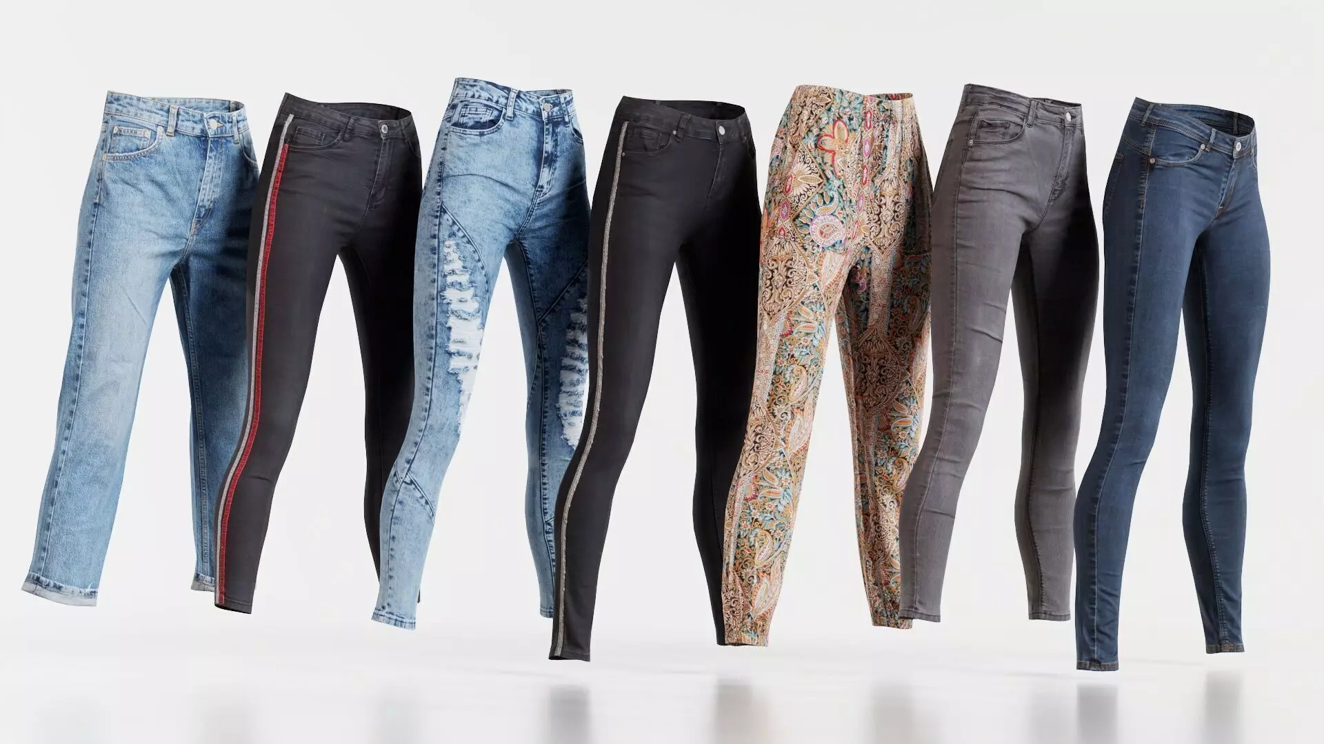 7 Realistic Pants Pack 9 Low-poly 3D model_0