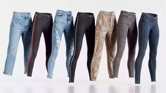 7 Realistic Pants Pack 9 Low-poly 3D model