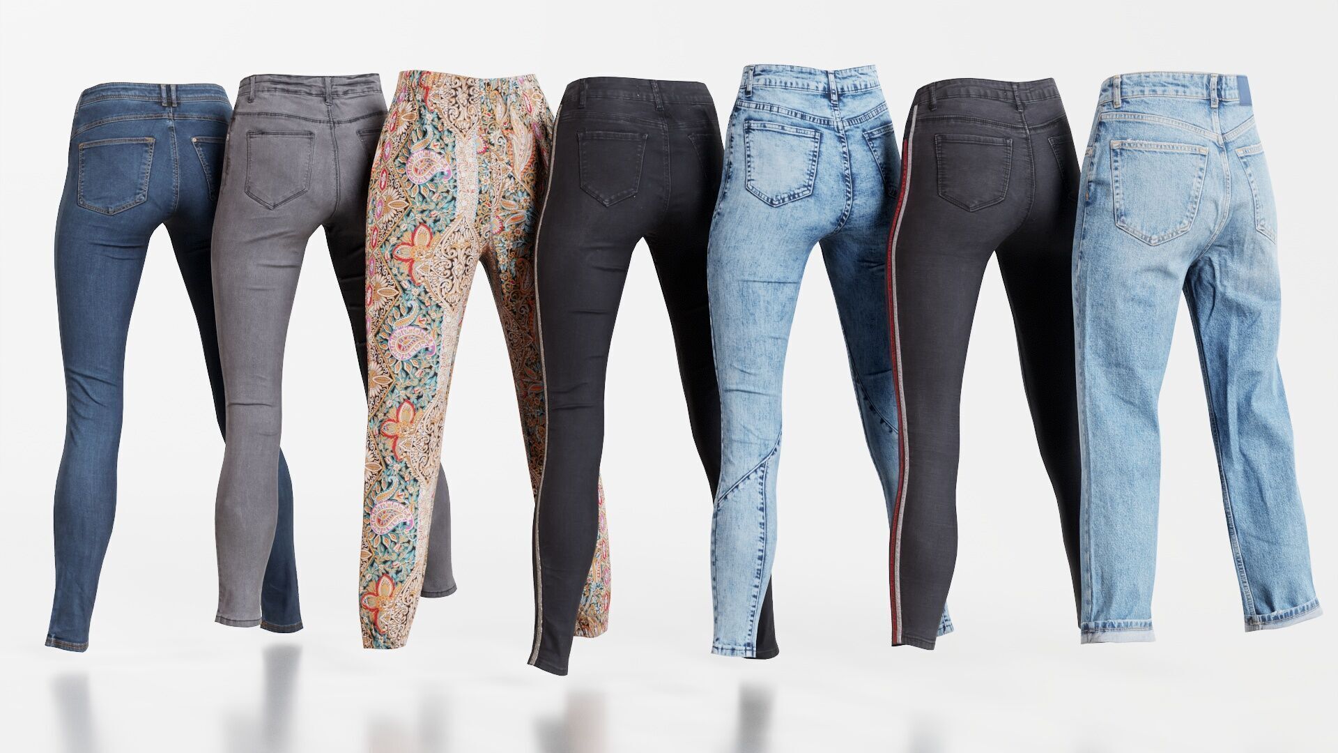 7 Realistic Pants Pack 9 Low-poly 3D model_1