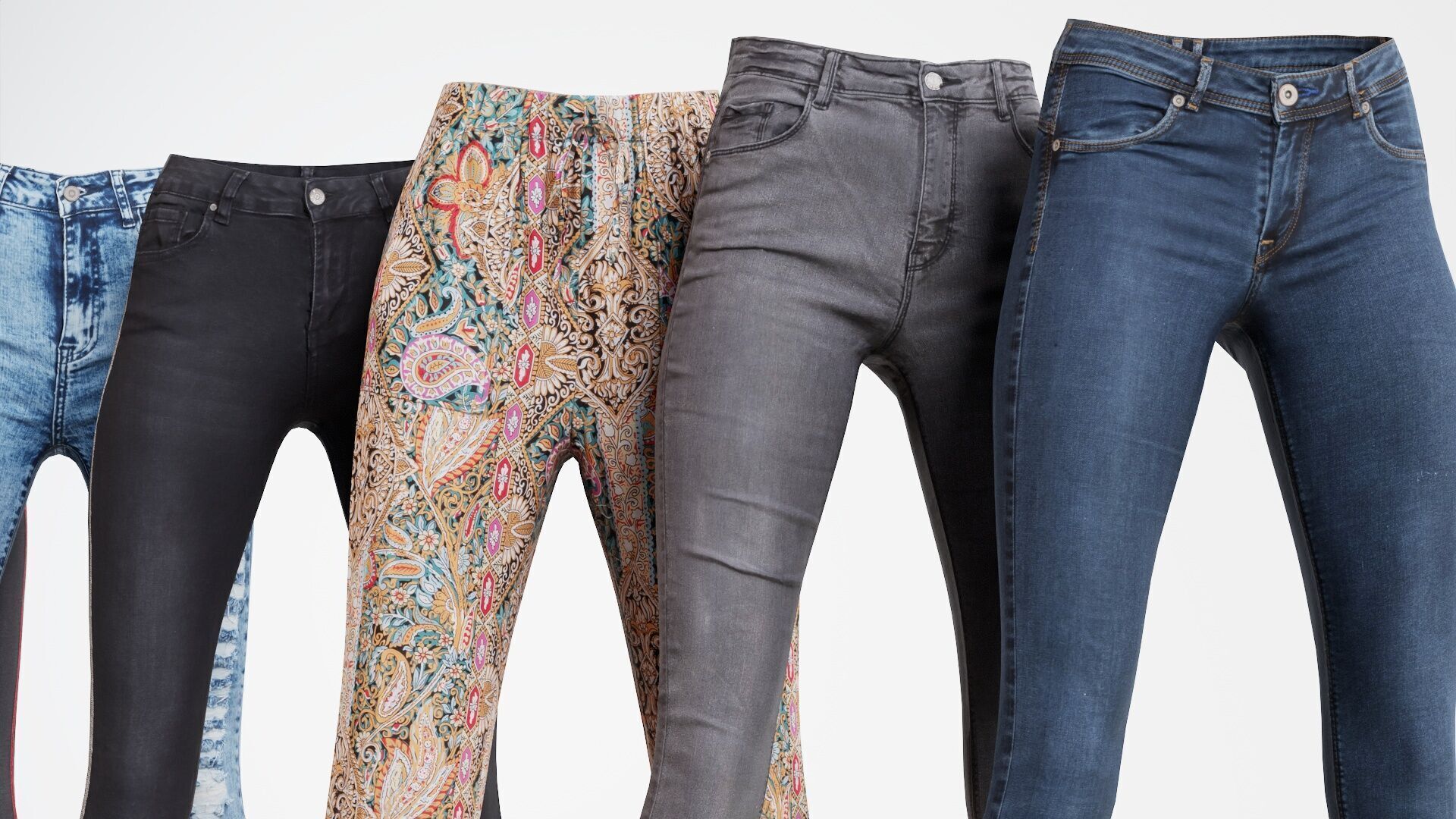 7 Realistic Pants Pack 9 Low-poly 3D model_6