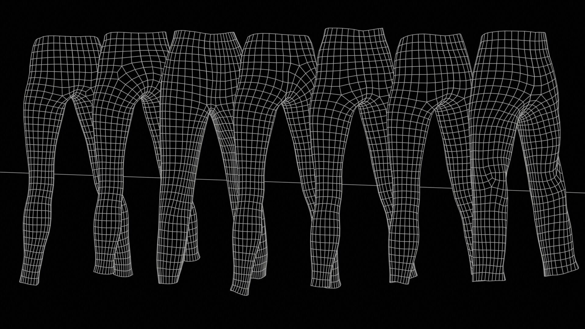 7 Realistic Pants Pack 9 Low-poly 3D model_11
