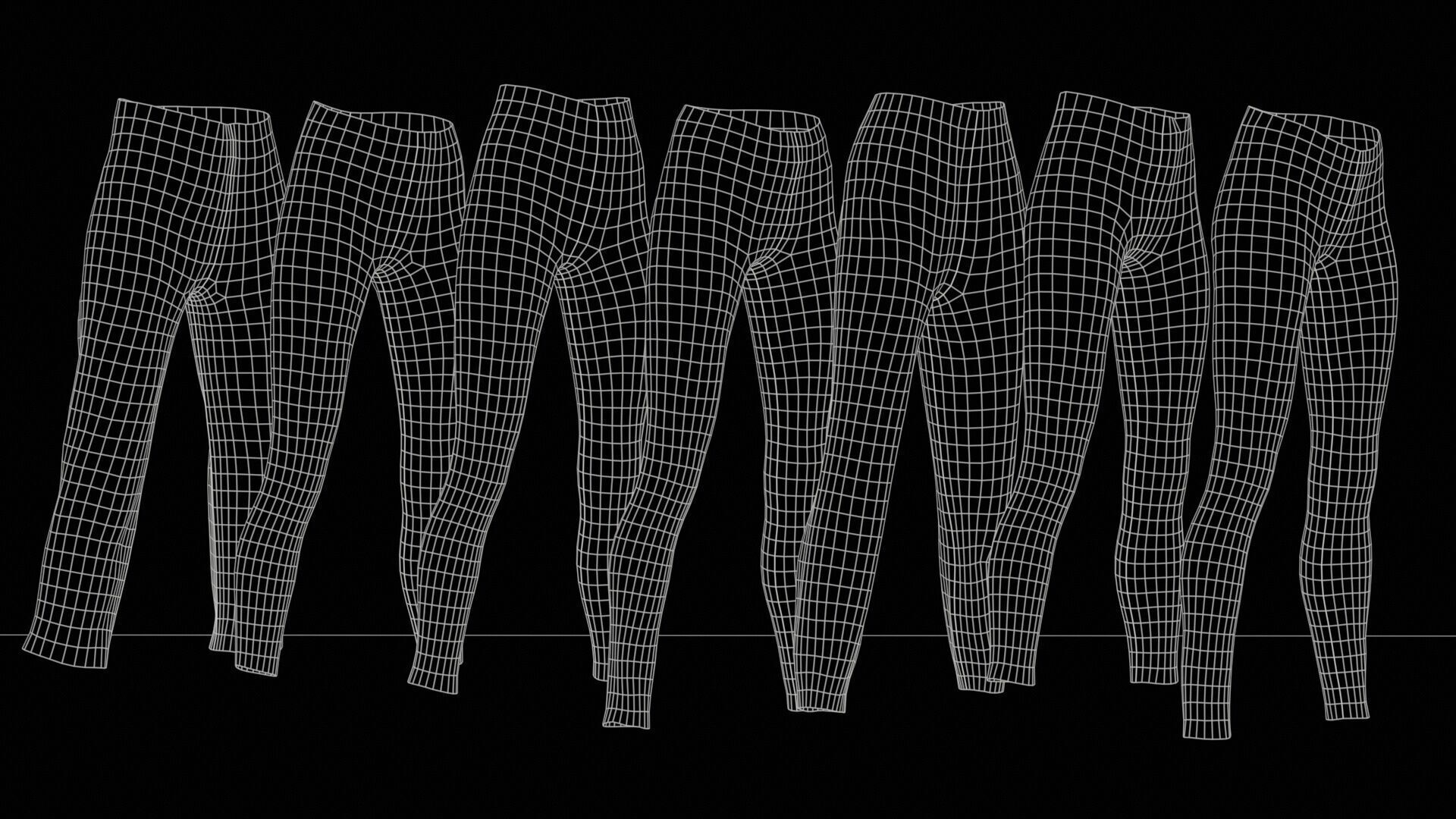 7 Realistic Pants Pack 9 Low-poly 3D model_10