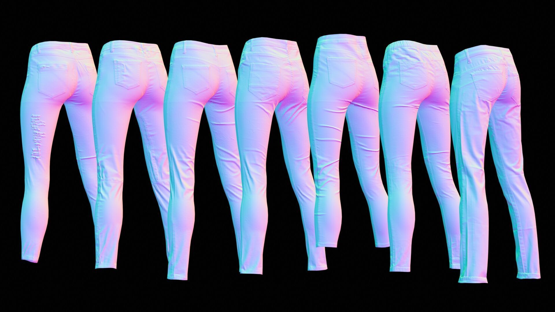 7 Realistic Pants Pack 8 Low-poly 3D model_9