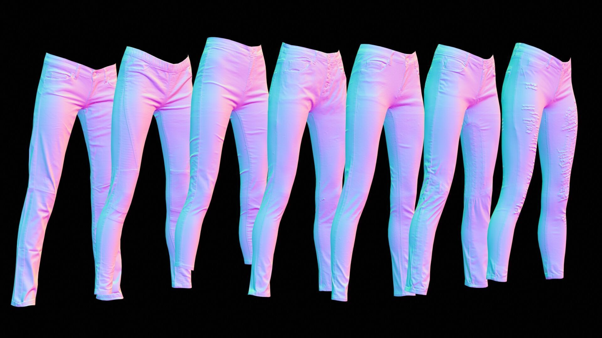 7 Realistic Pants Pack 8 Low-poly 3D model_8