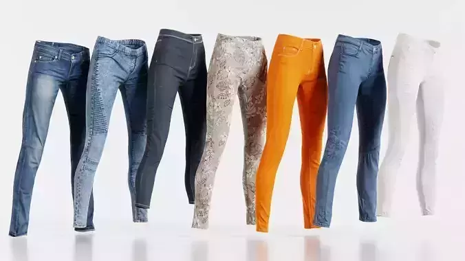 7 Realistic Pants Pack 8 Low-poly 3D model