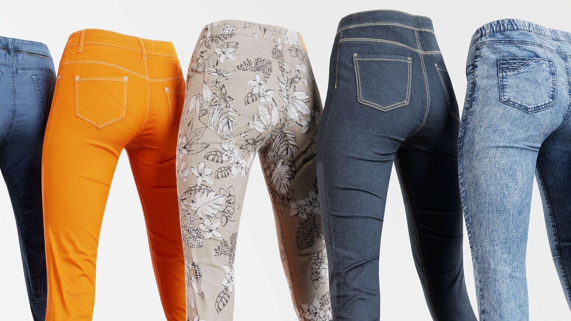 7 Realistic Pants Pack 8 Low-poly 3D model_4