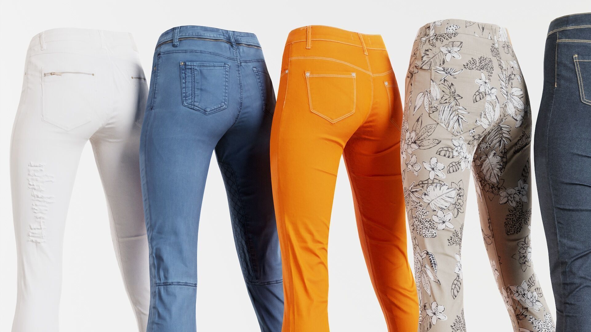 7 Realistic Pants Pack 8 Low-poly 3D model_3