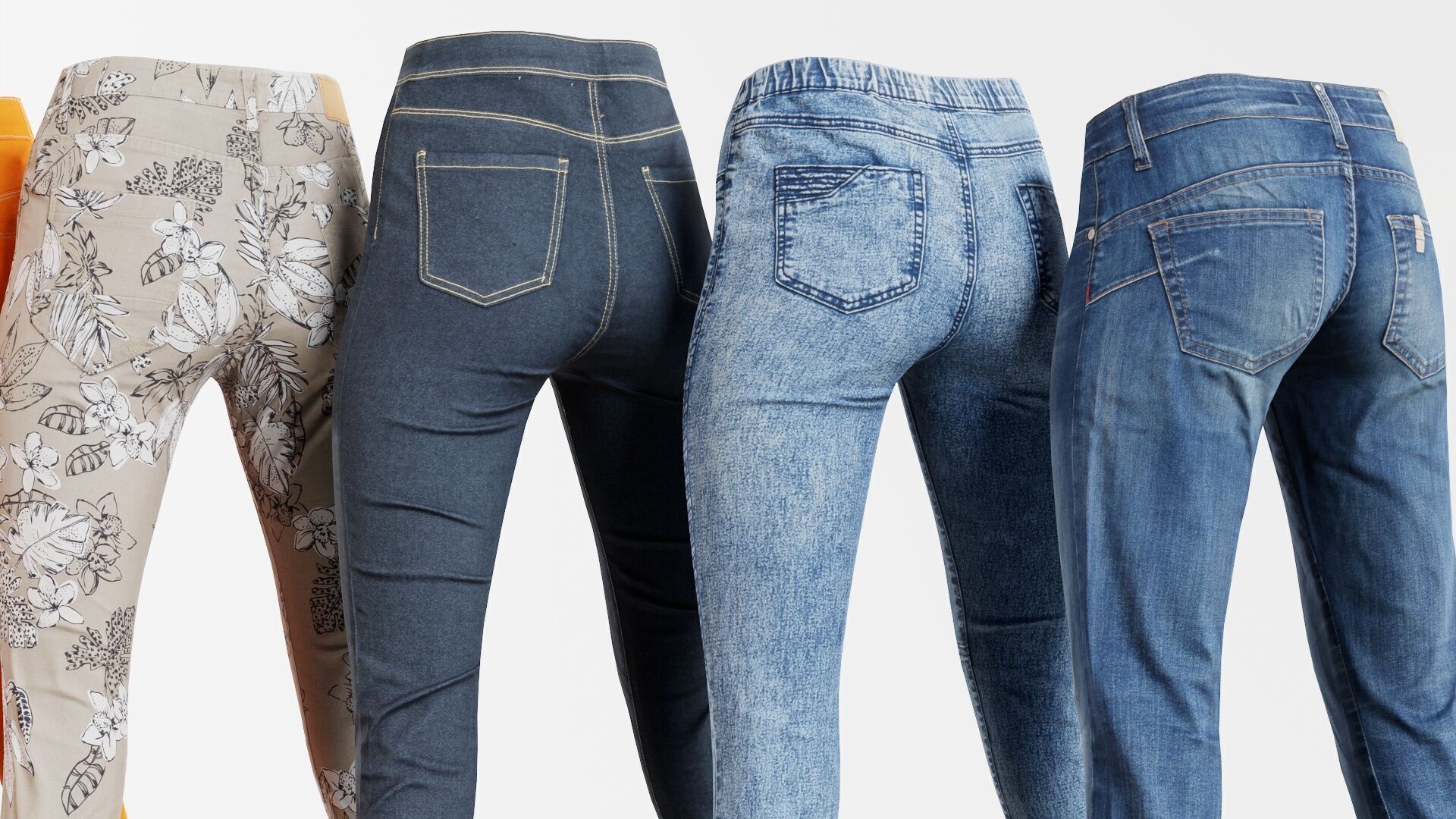 7 Realistic Pants Pack 8 Low-poly 3D model_2