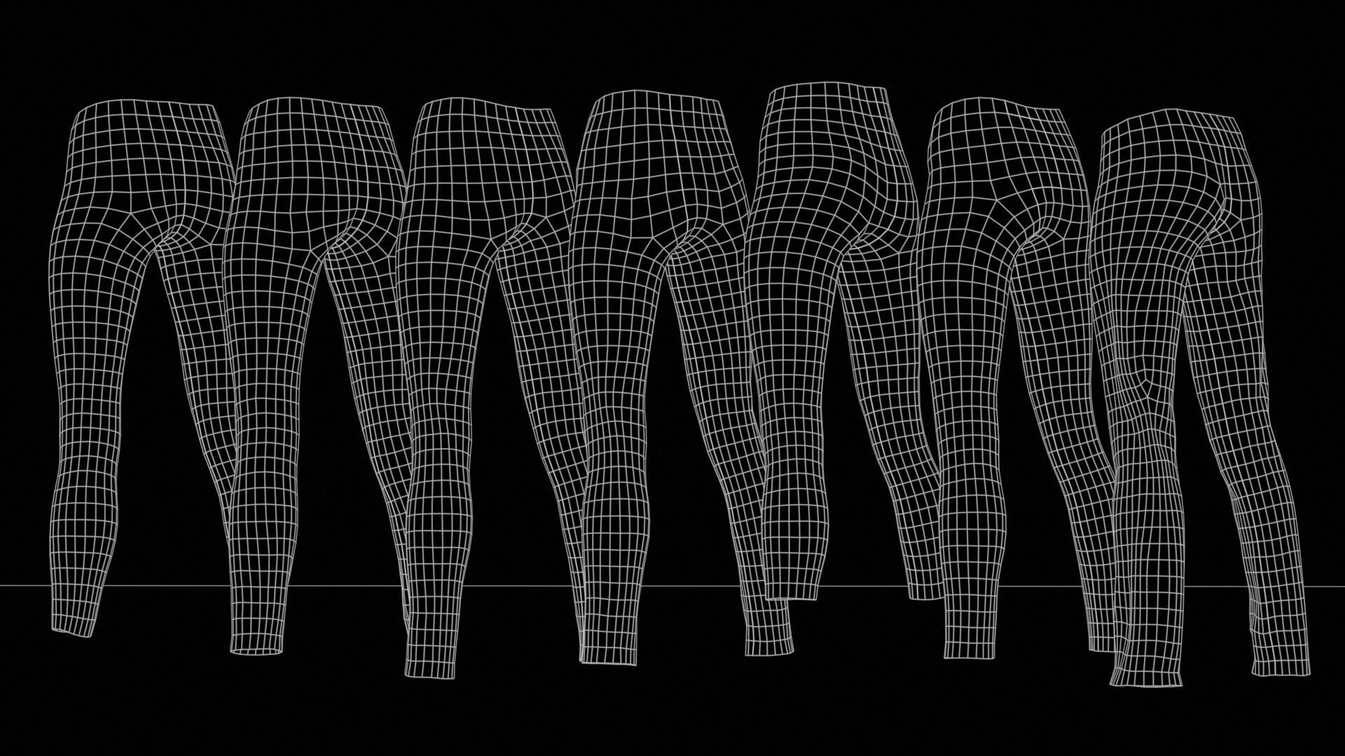 7 Realistic Pants Pack 8 Low-poly 3D model_11