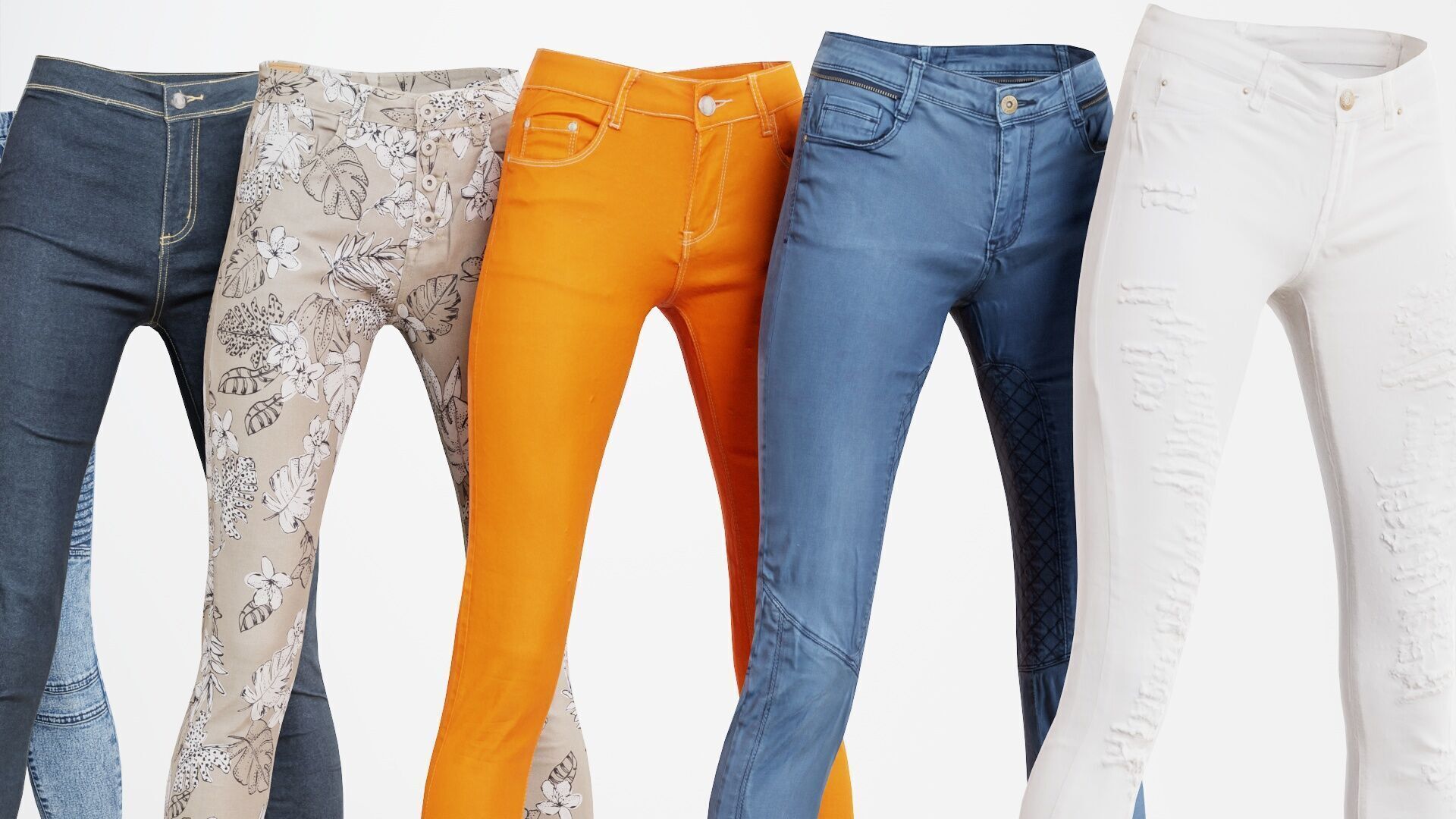 7 Realistic Pants Pack 8 Low-poly 3D model_5