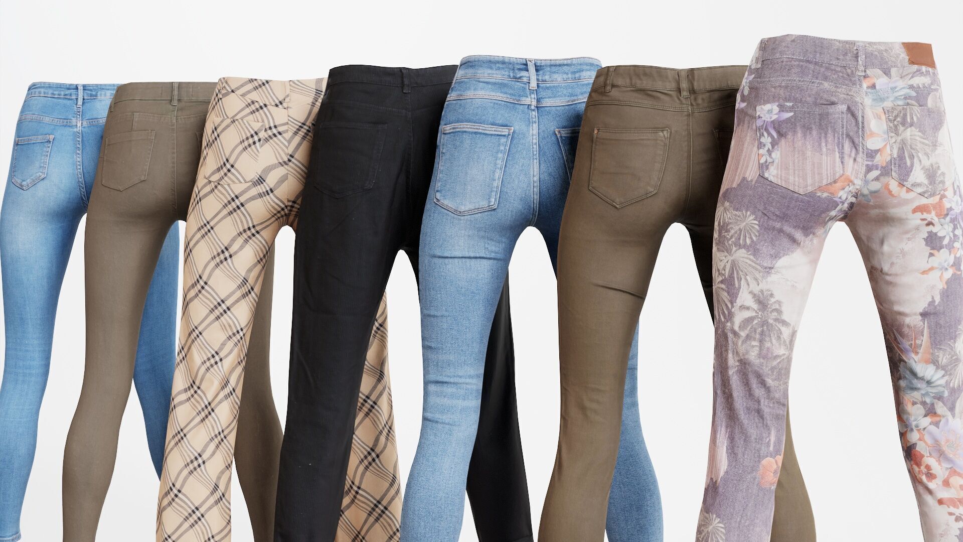 7 Realistic Pants Pack 7 Low-poly 3D model_6