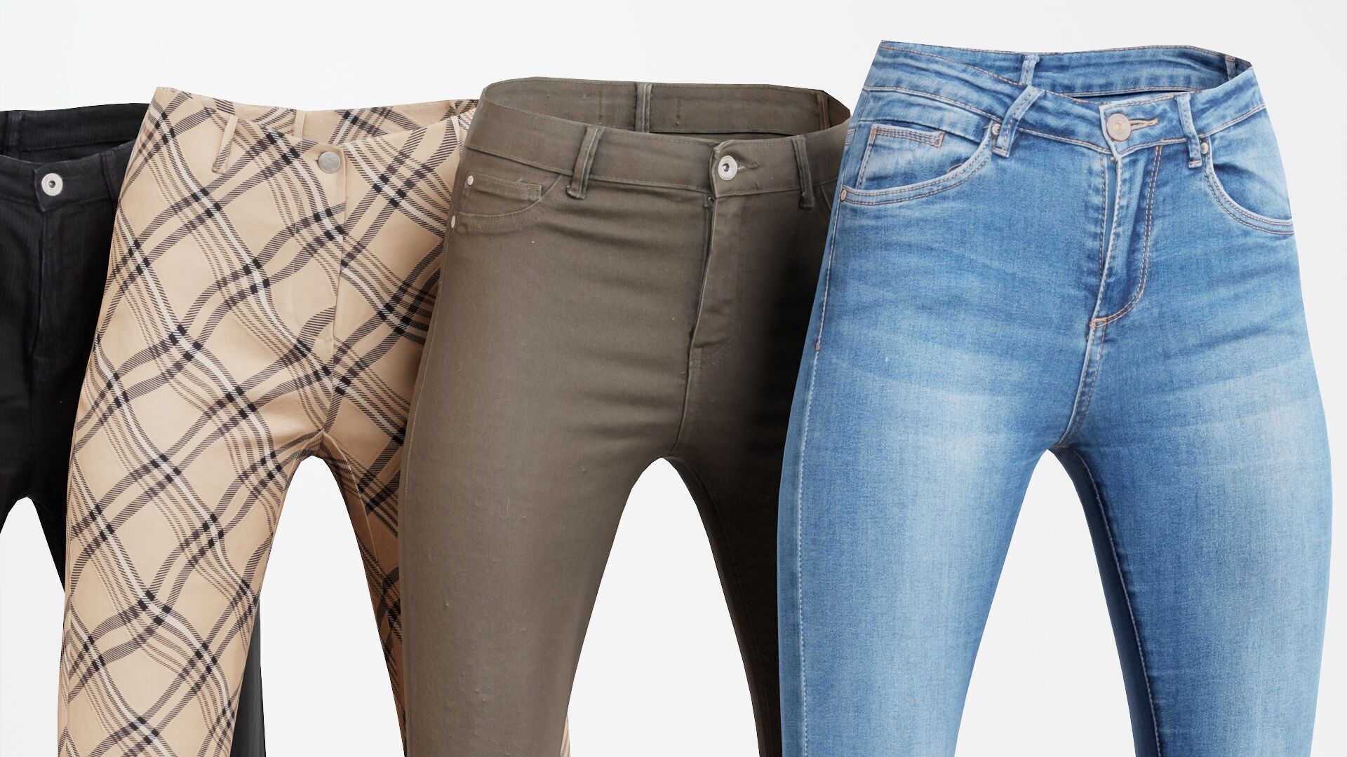 7 Realistic Pants Pack 7 Low-poly 3D model_4