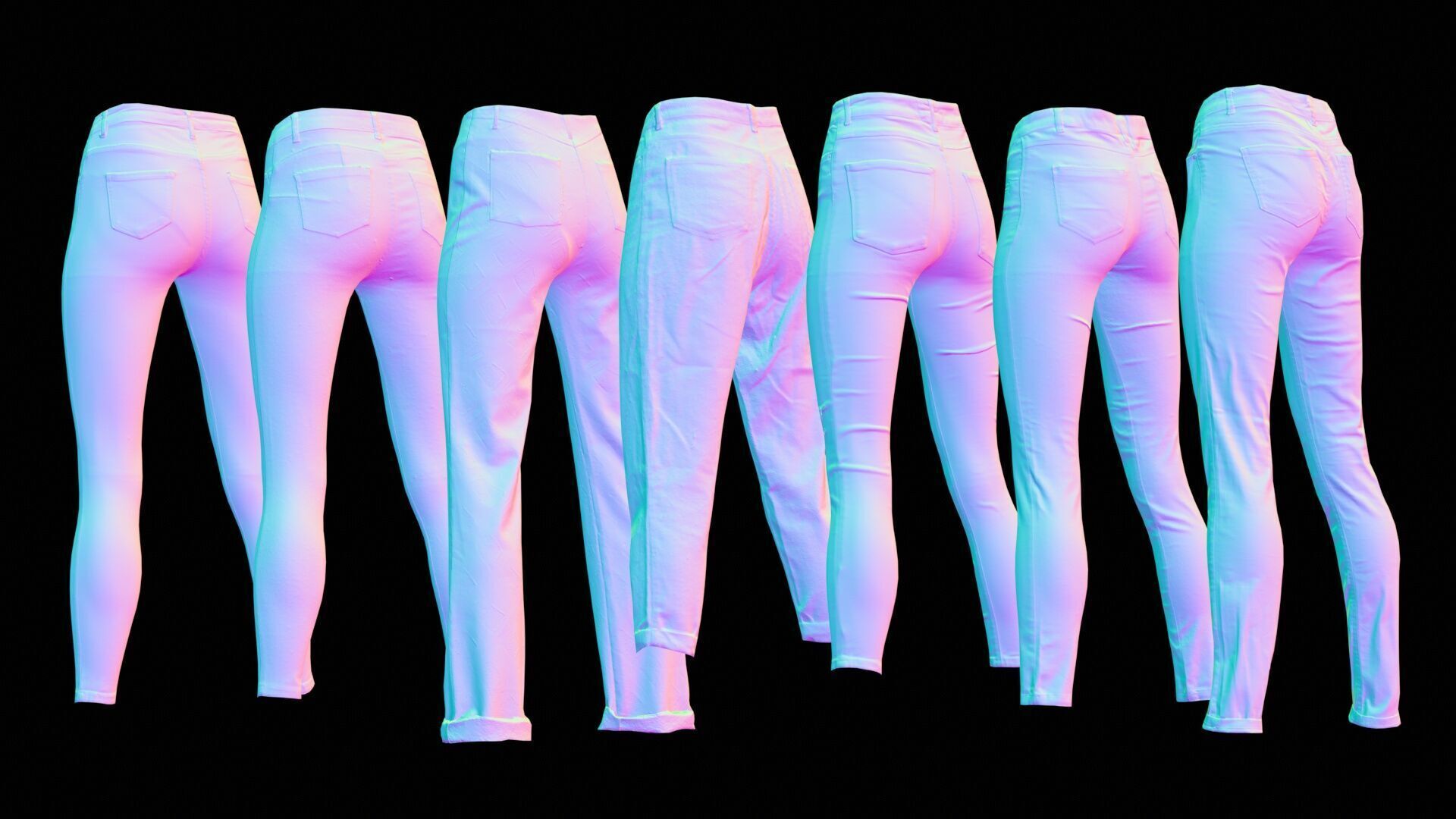 7 Realistic Pants Pack 7 Low-poly 3D model_9