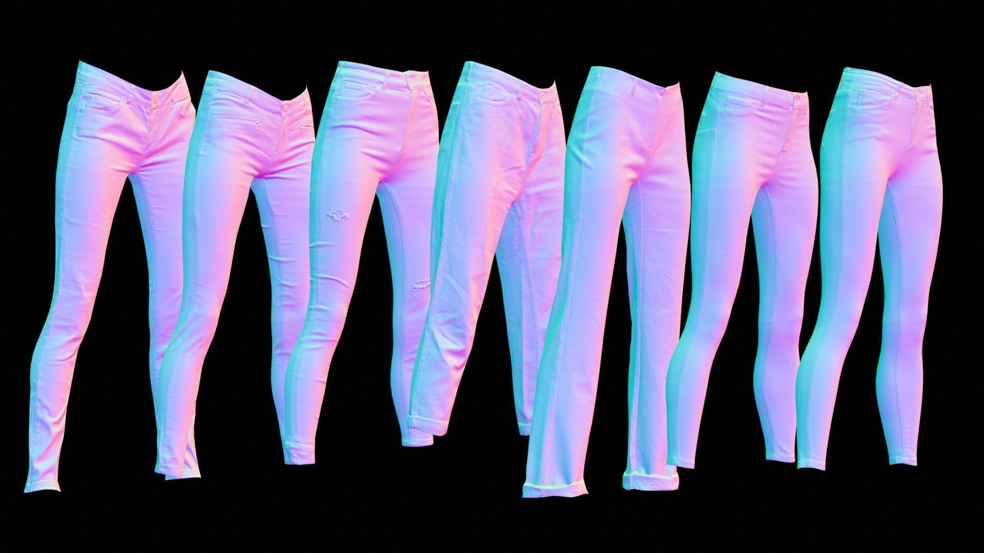7 Realistic Pants Pack 7 Low-poly 3D model_8
