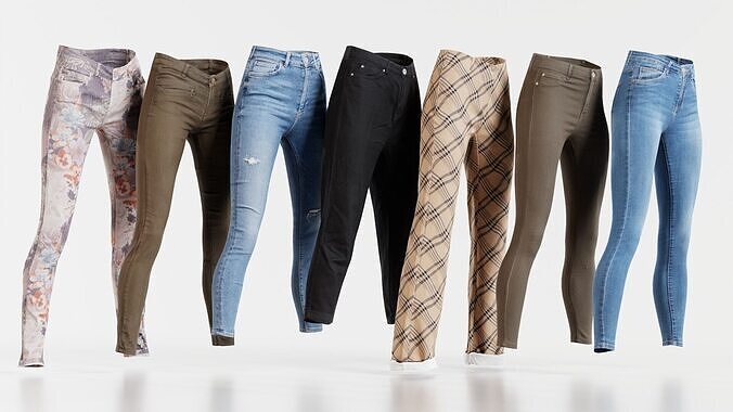 7 Realistic Pants Pack 7 Low-poly 3D model