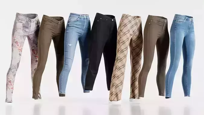 7 Realistic Pants Pack 7 Low-poly 3D model