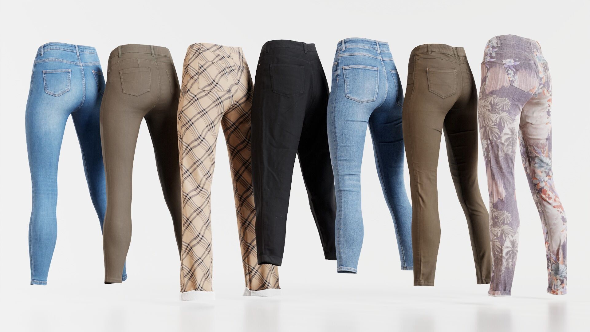 7 Realistic Pants Pack 7 Low-poly 3D model_1