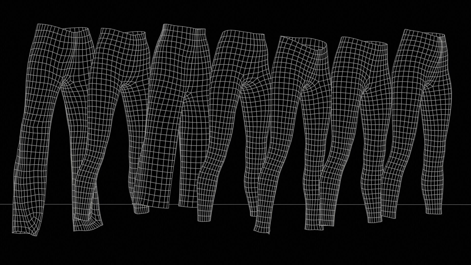 7 Realistic Pants Pack 6 Low-poly 3D model_10