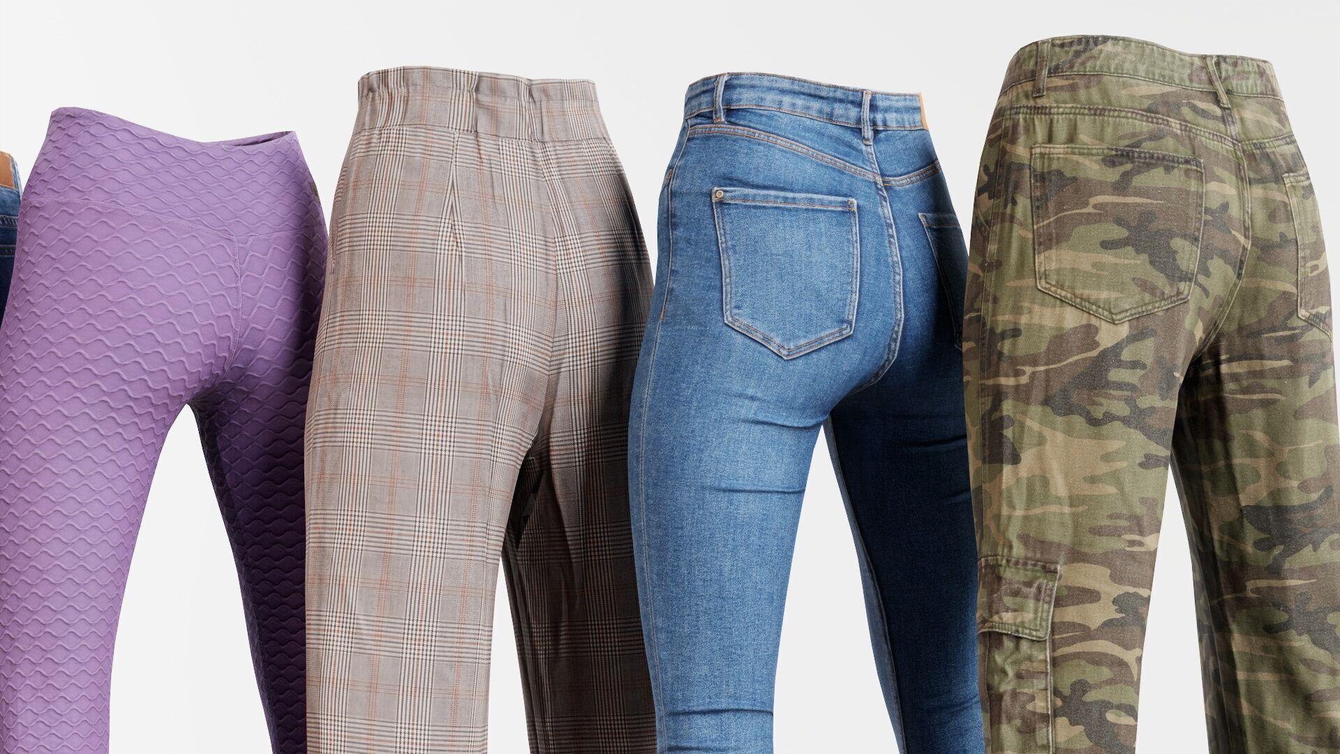 7 Realistic Pants Pack 6 Low-poly 3D model_2