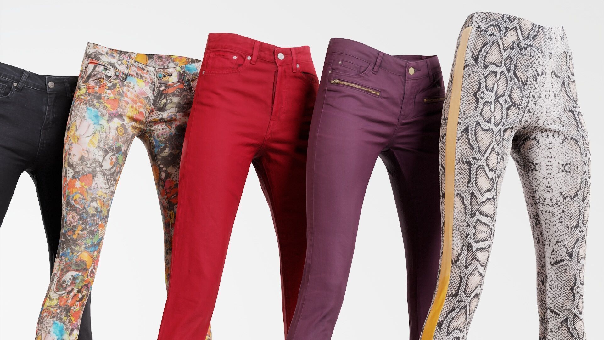 7 Realistic Pants Pack 5 Low-poly 3D model_4