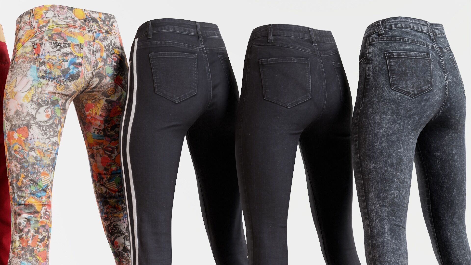 7 Realistic Pants Pack 5 Low-poly 3D model_2