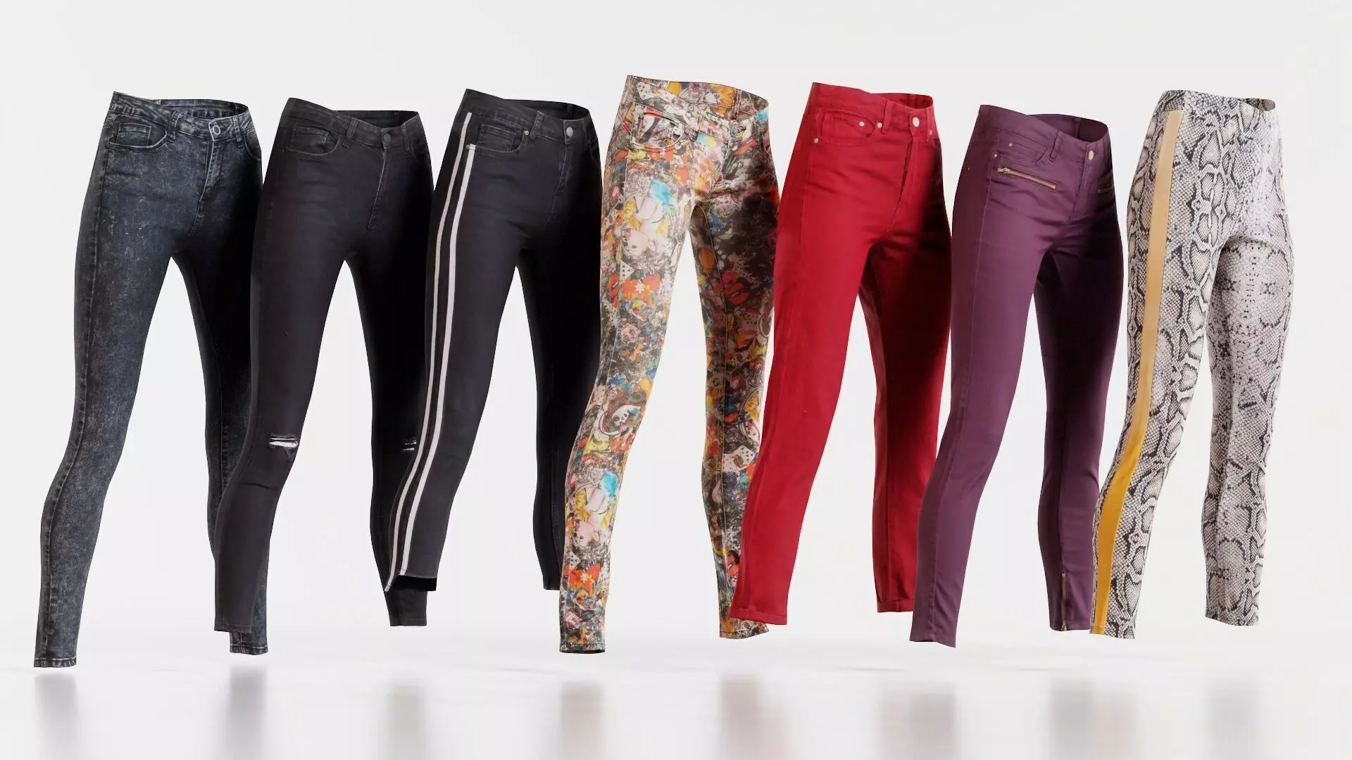 7 Realistic Pants Pack 5 Low-poly 3D model_0