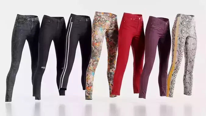 7 Realistic Pants Pack 5 Low-poly 3D model