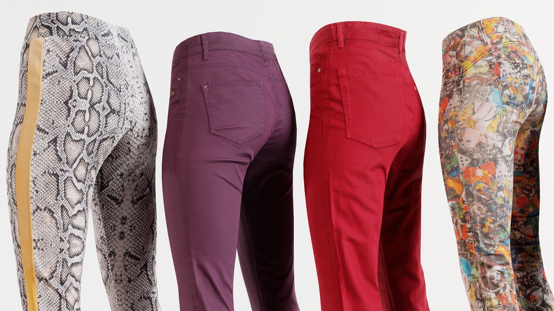 7 Realistic Pants Pack 5 Low-poly 3D model_3