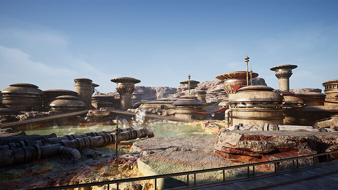 Science Fiction Geothermal City Unreal Engine Low-poly 3D model