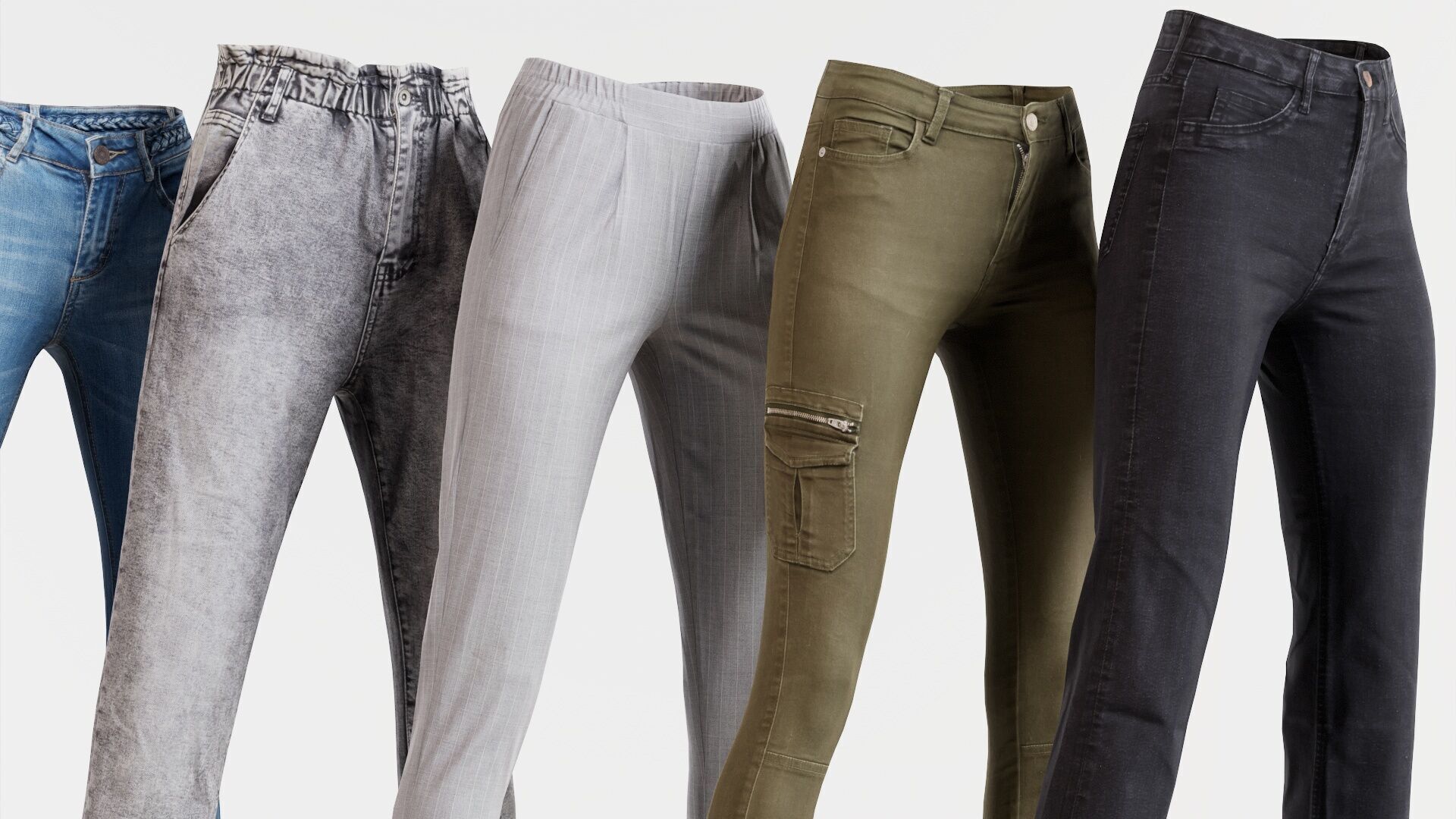 7 Realistic Pants Pack 4 Low-poly 3D model_4