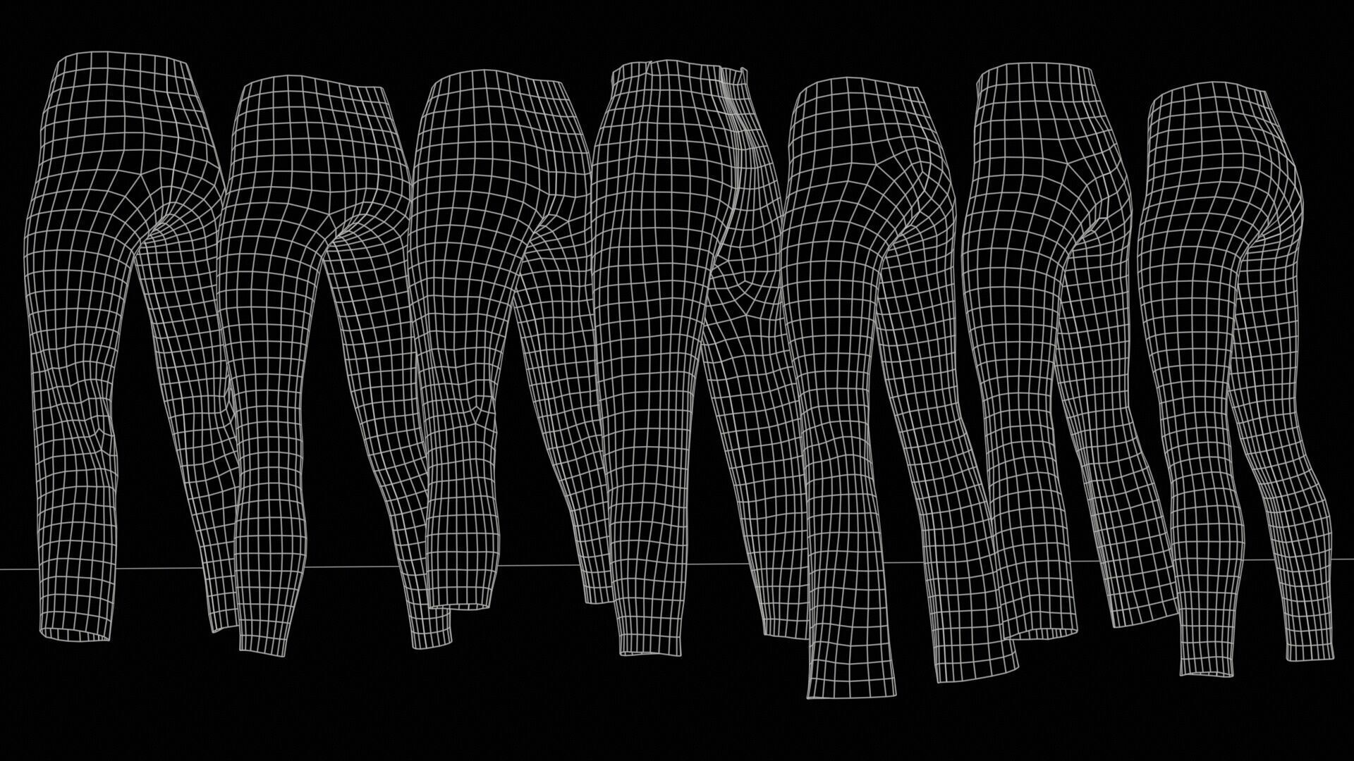 7 Realistic Pants Pack 4 Low-poly 3D model_11